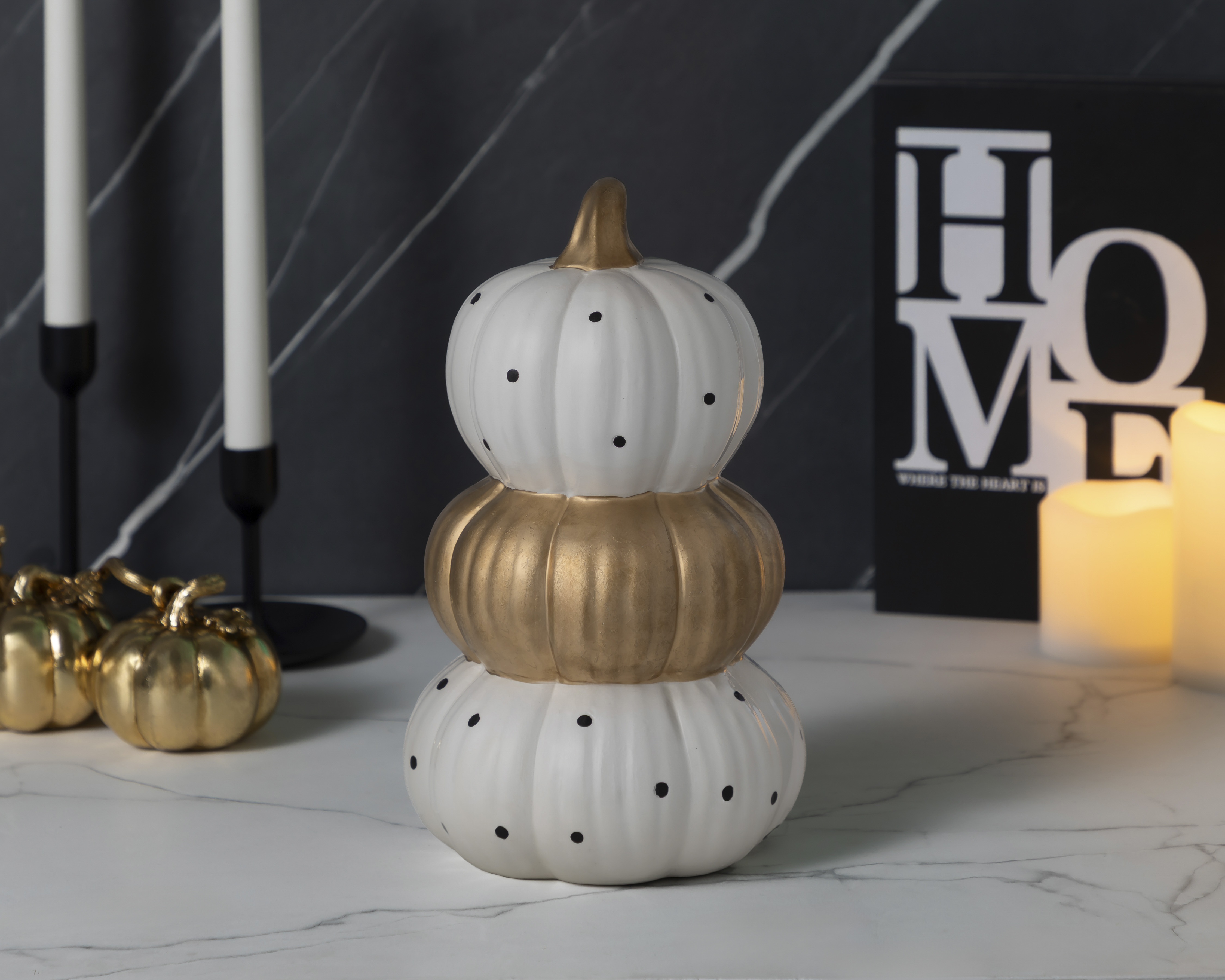 Foto 4 | Foto 4 | Escultura de Calabazas Halloween Golden de Dolomita