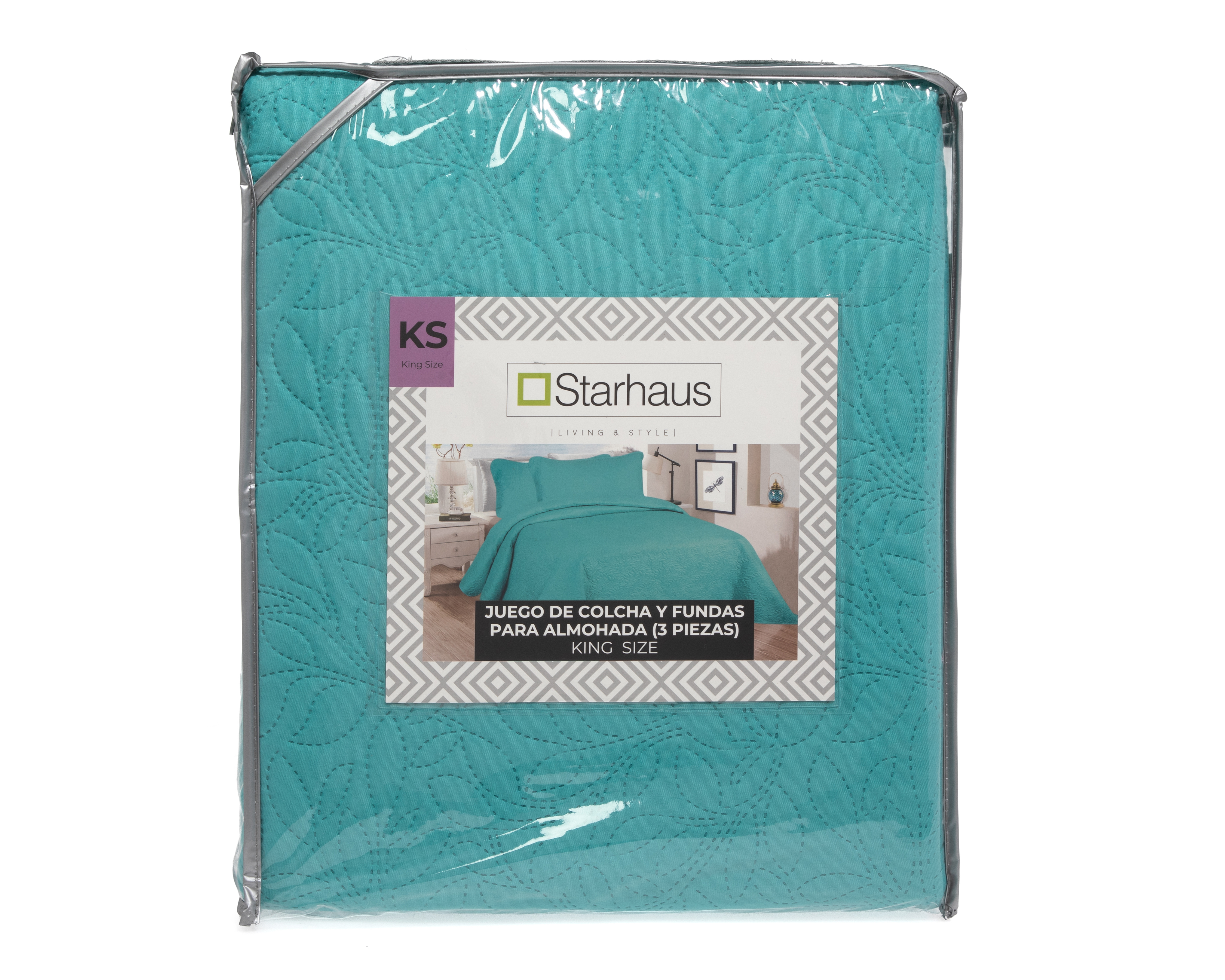 Foto 4 | Foto 4 | Colcha King Size con Fundas para Almohada Starhaus Abdel Azul 3 Piezas