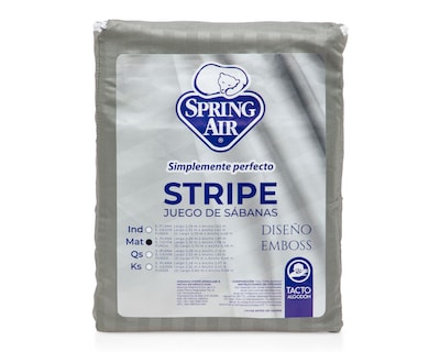 Foto 4 | Foto 4 | Sábana Matrimonial Spring Air Stripe Gris 4 Piezas