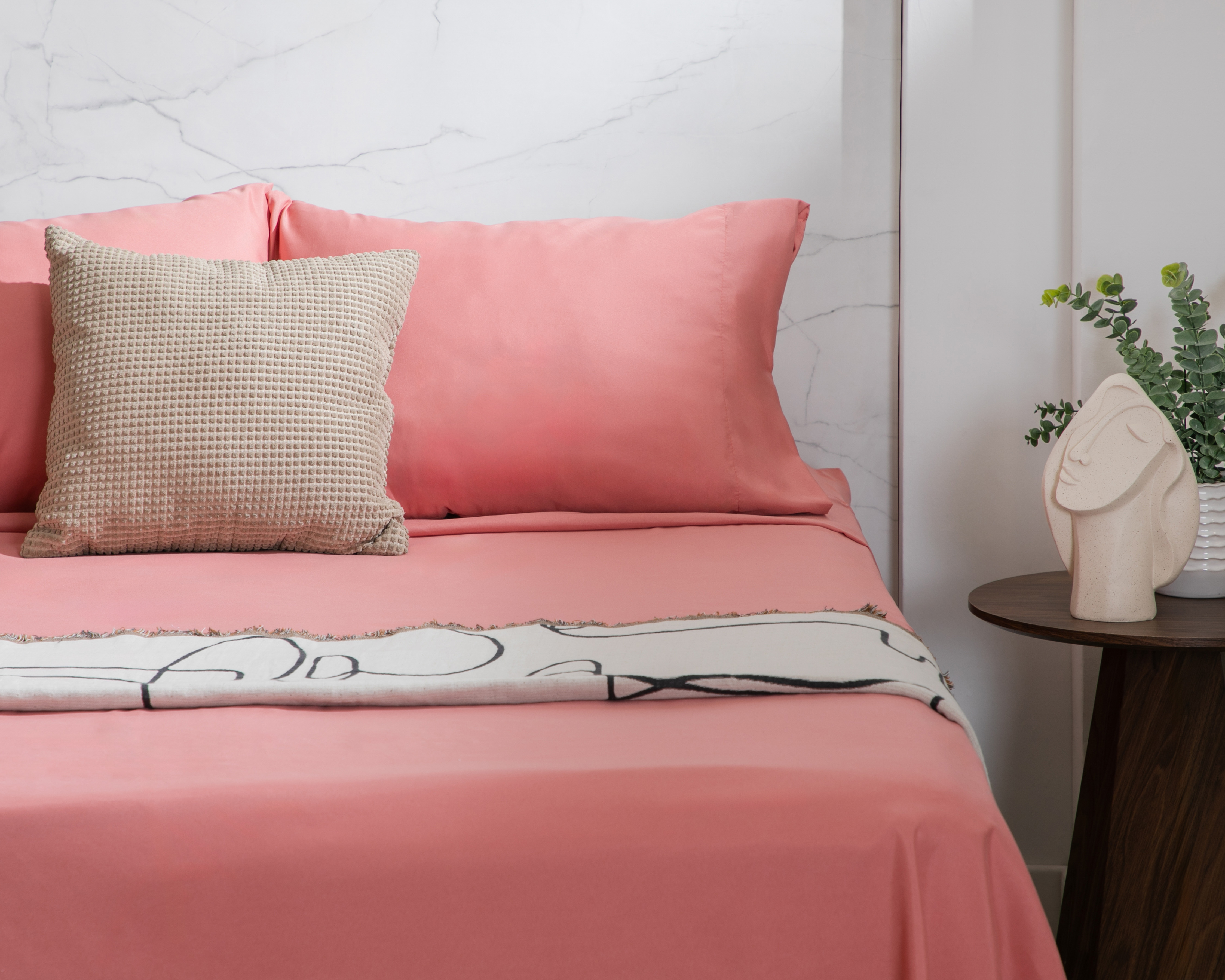 Sábana Matrimonial con Fundas para Almohada Starhaus Nabi Rosa 4 Piezas