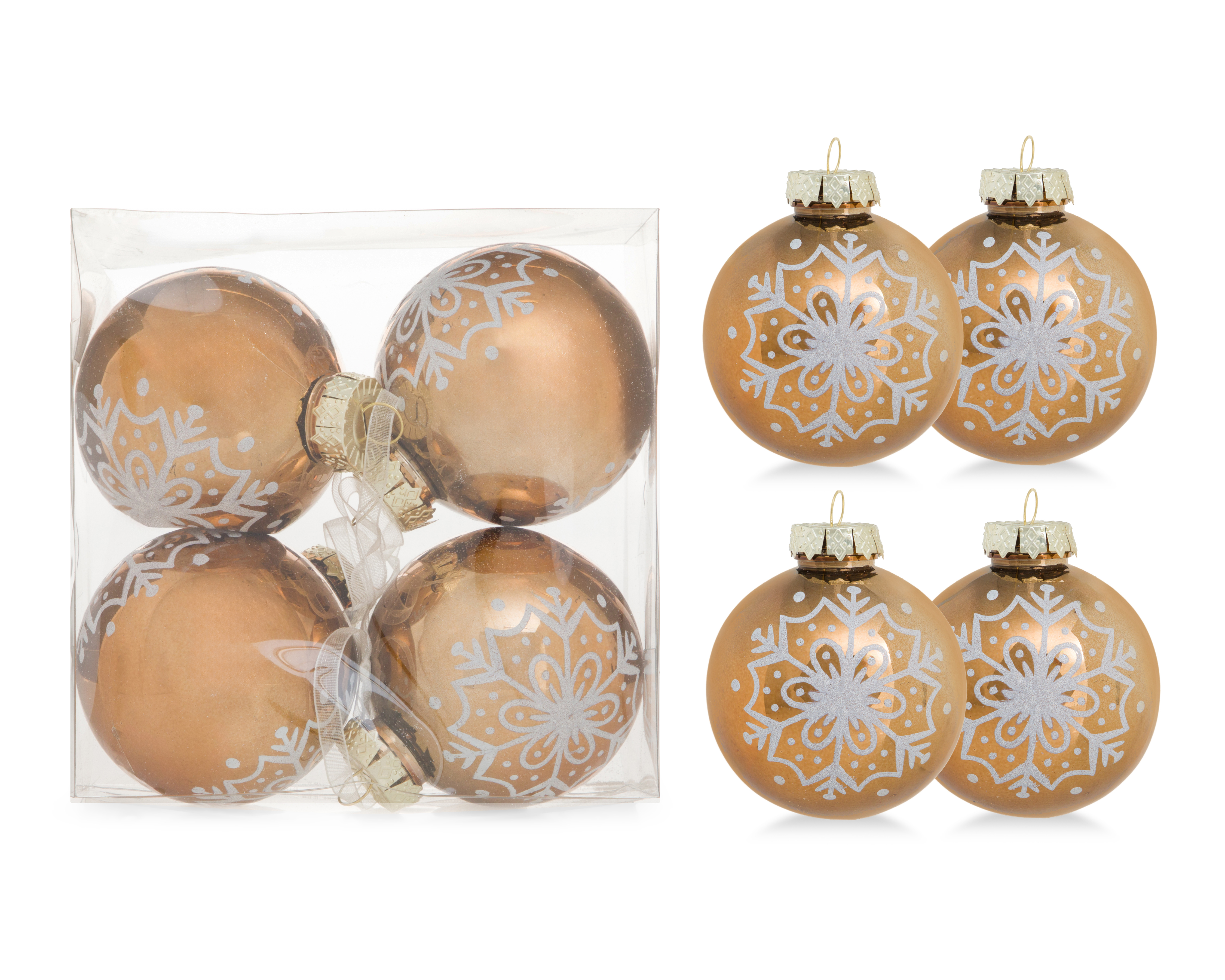 Esferas Navideñas Goldie Snow 4 Piezas