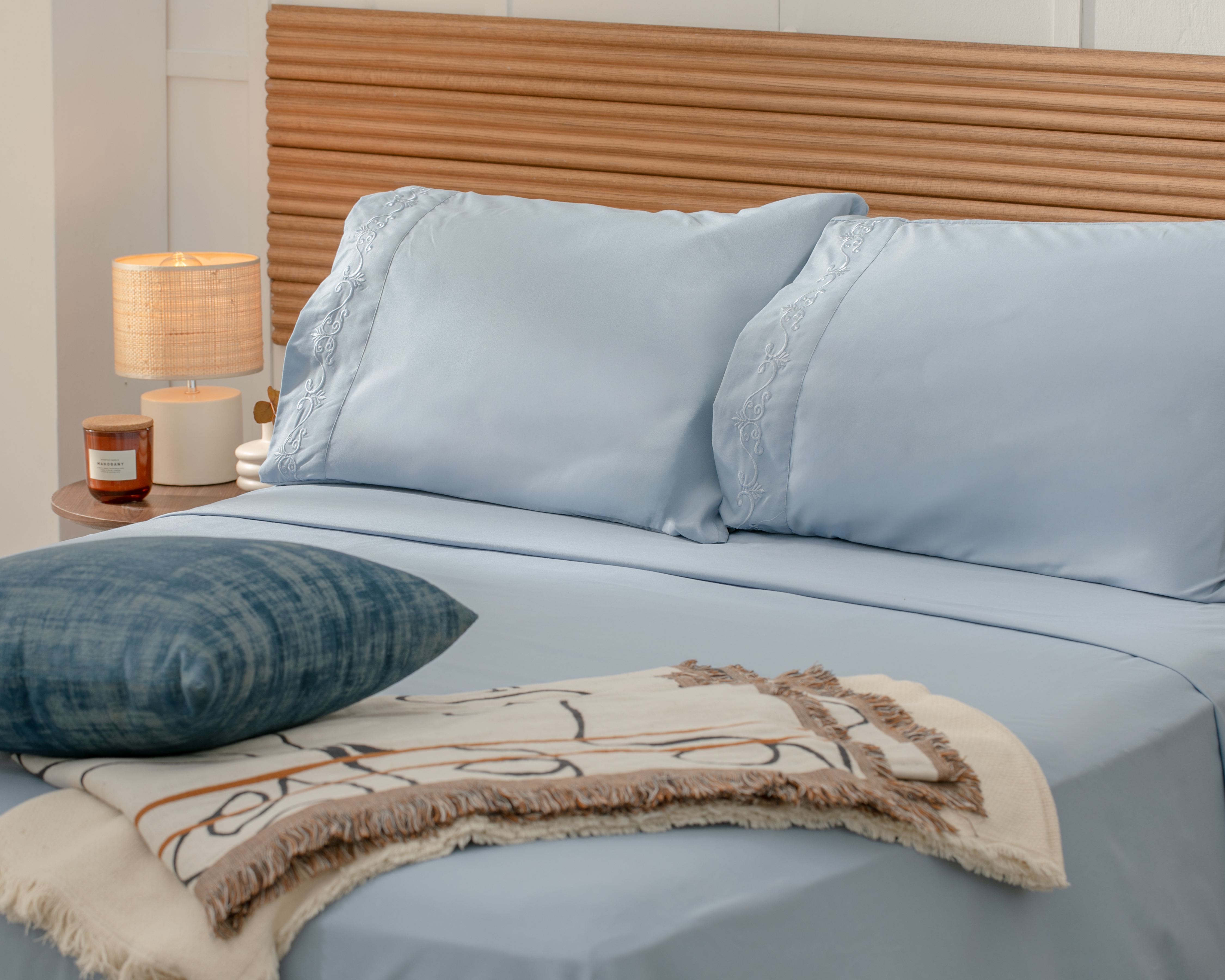 Sábana Queen Size con Fundas para Almohada Starhaus Adi Queen Azul 4 Piezas