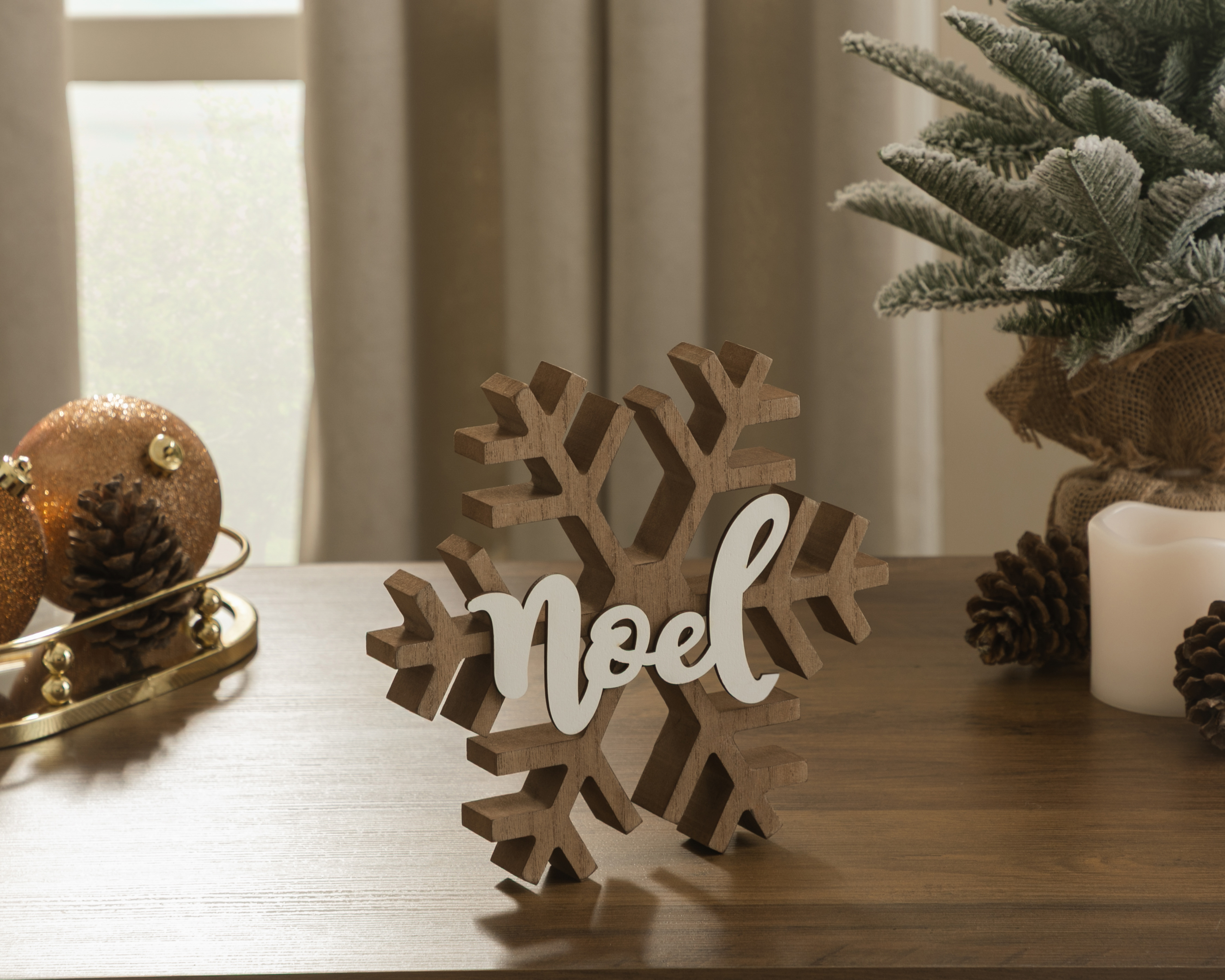 Foto 5 | Foto 5 | Figura Decorativa Copo de Nieve de Navidad Noel de Madera