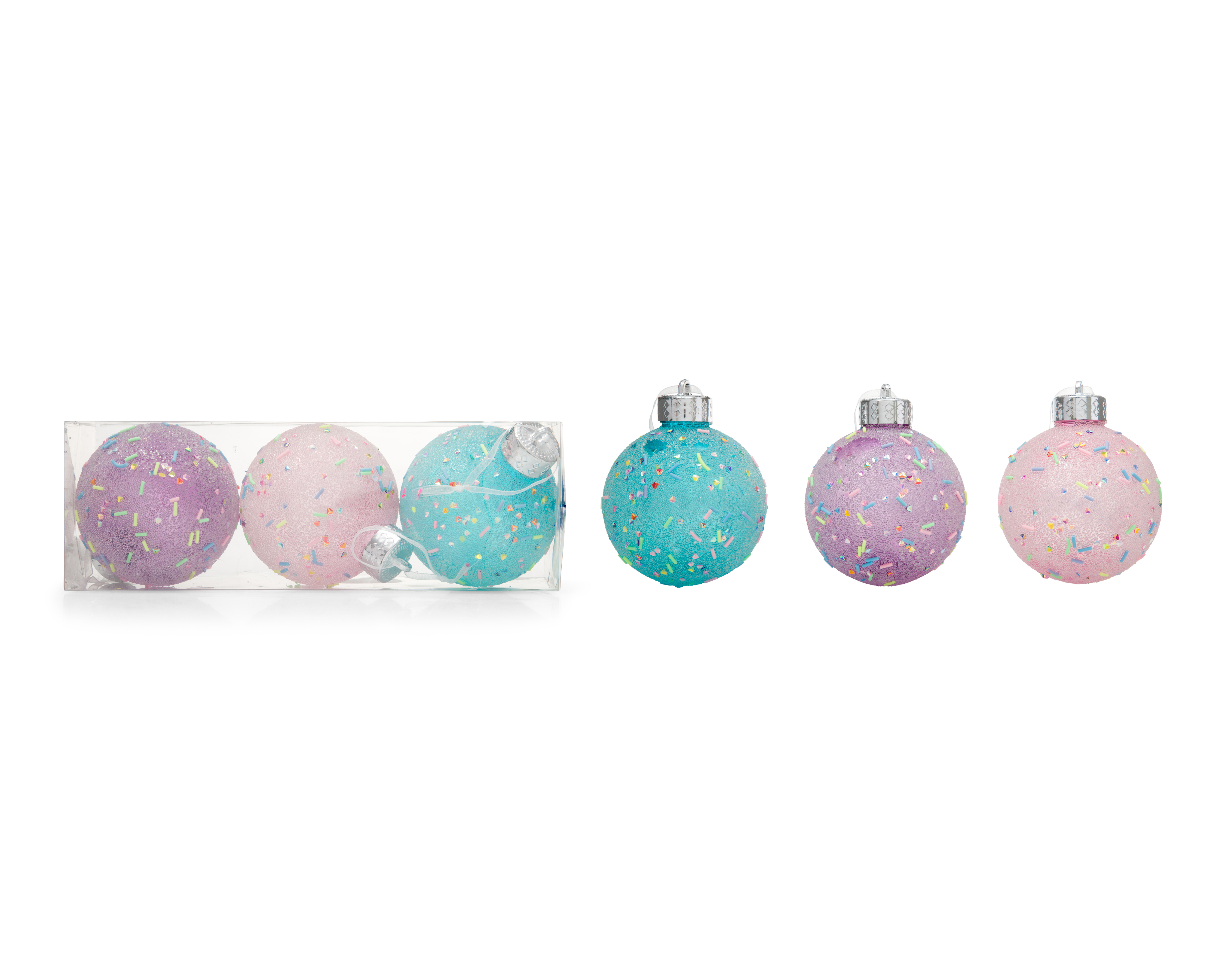 Esferas Navideñas Fantasy Glitter 3 Piezas
