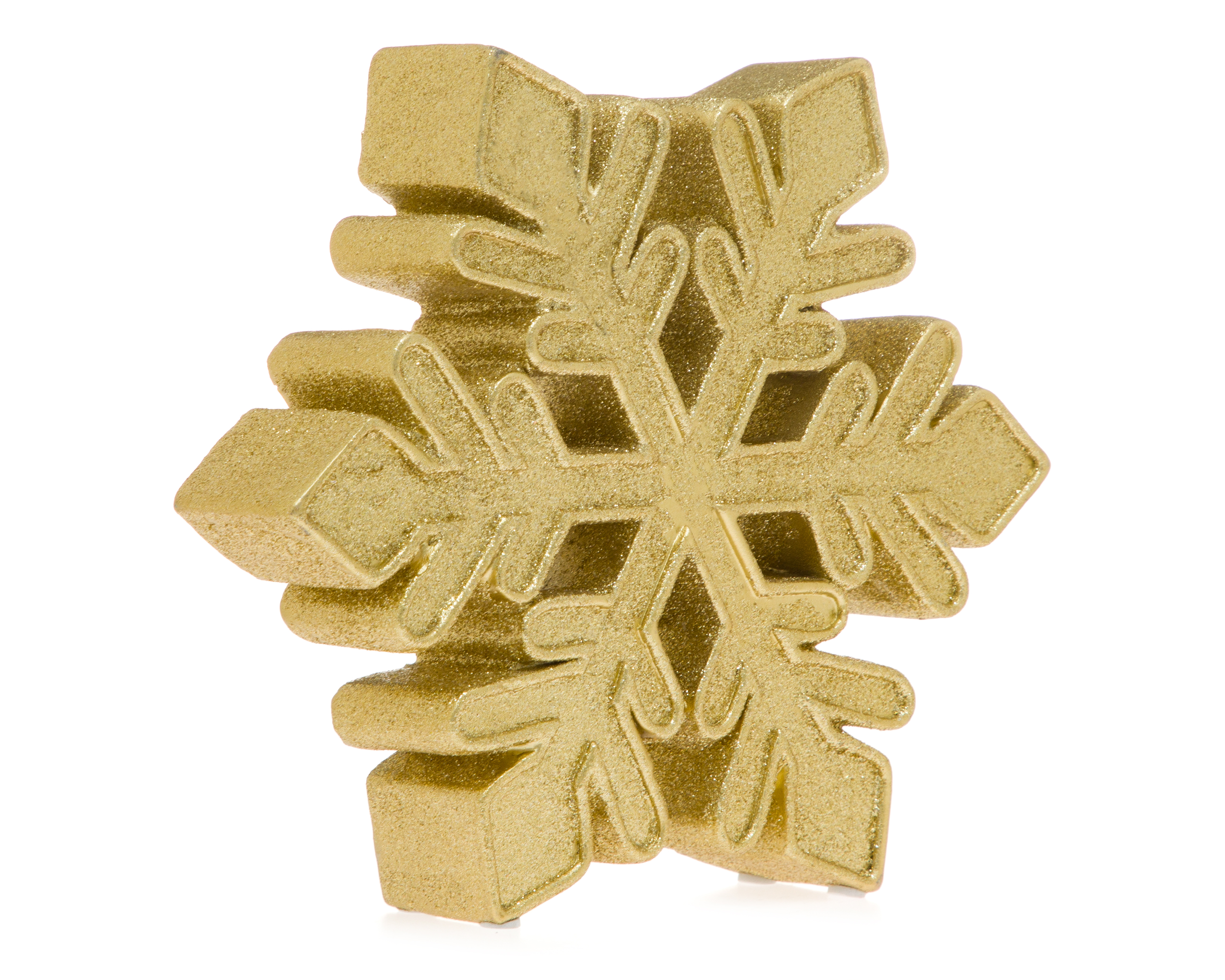 Figura Decorativa Copo de Nieve de Navidad Oro Flake de Resina