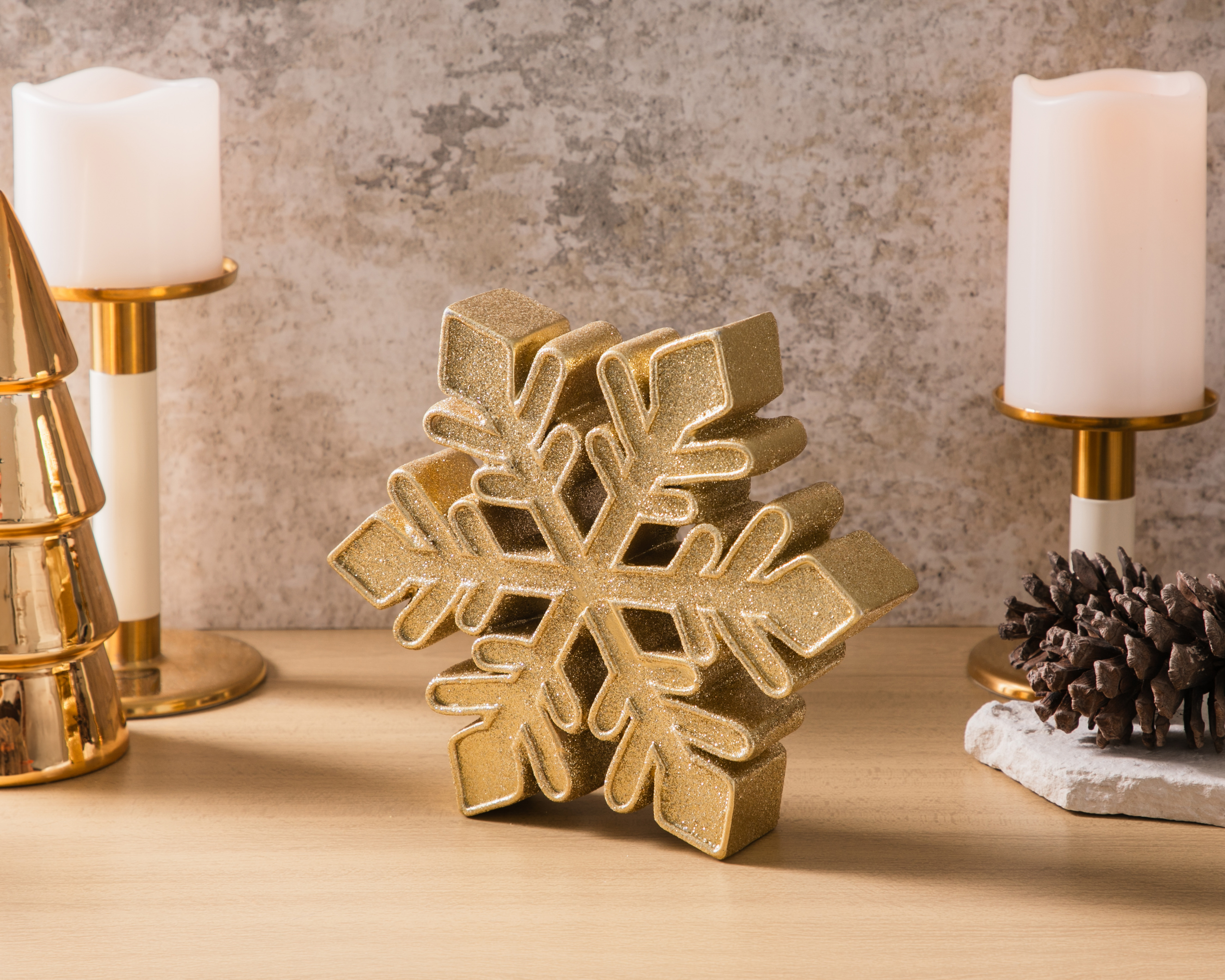 Foto 5 | Foto 5 | Figura Decorativa Copo de Nieve de Navidad Oro Flake de Resina