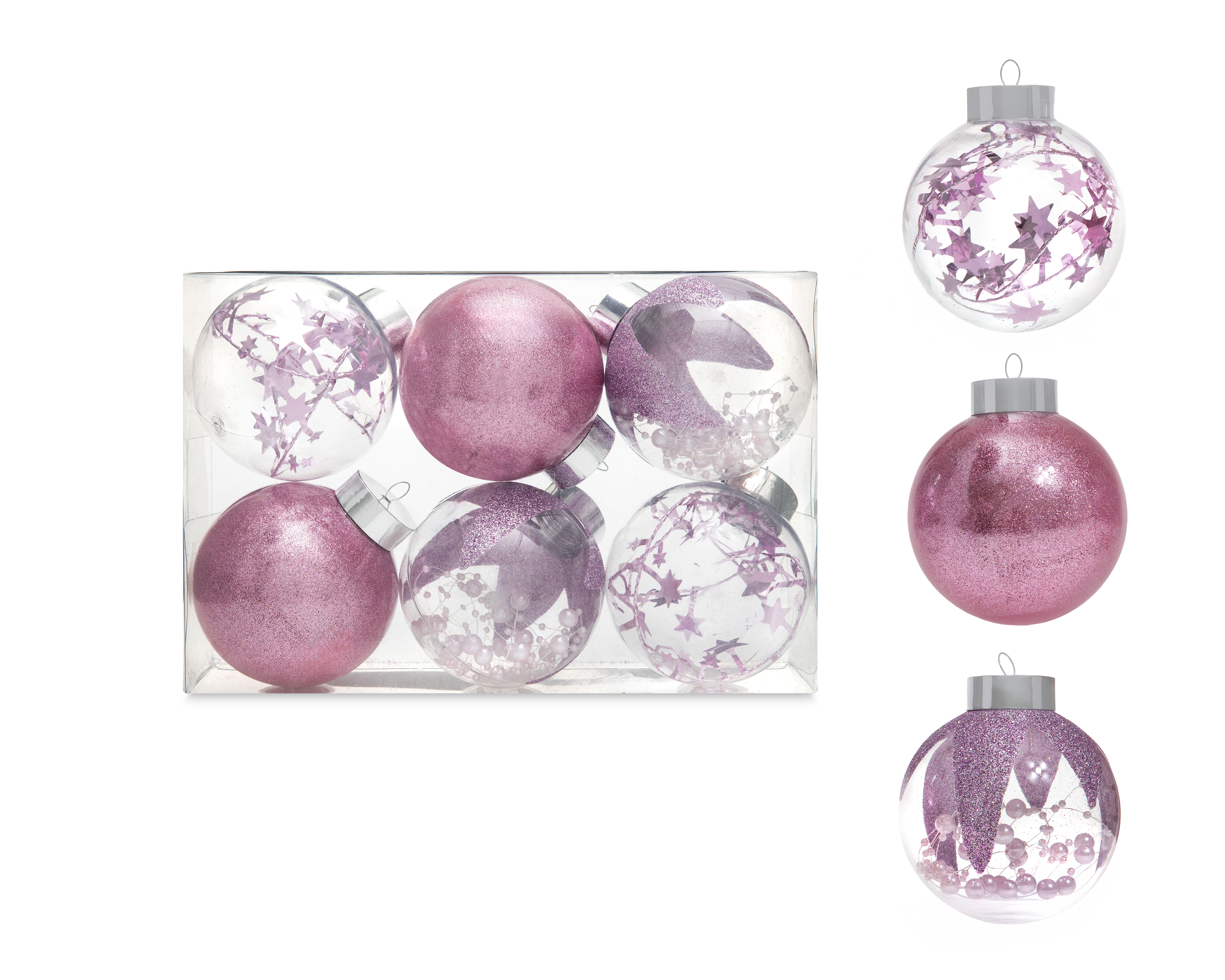 Esferas Navideñas Pinky 6 Piezas