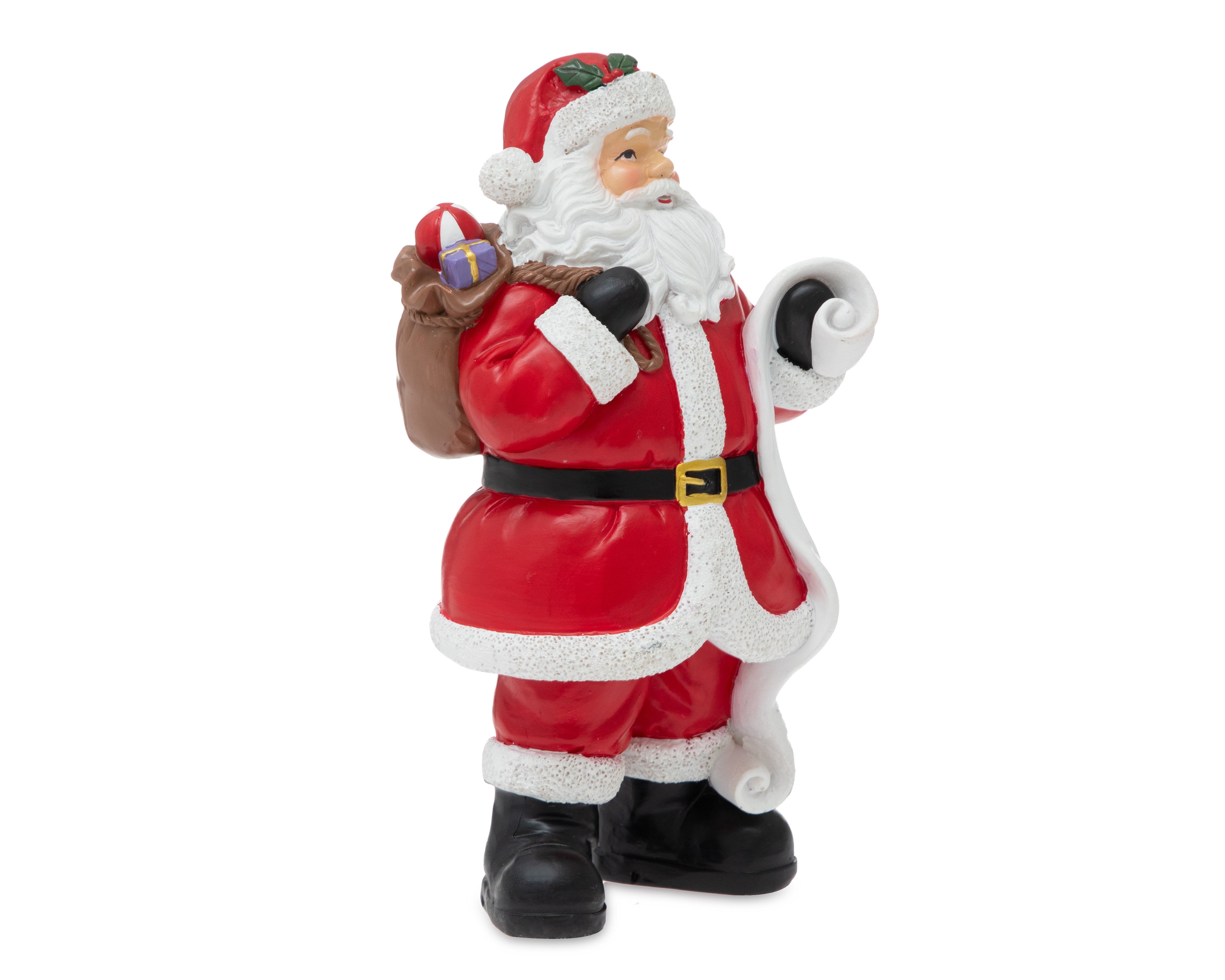 Figura Decorativa Santa Claus de Navidad Morralito de Resina