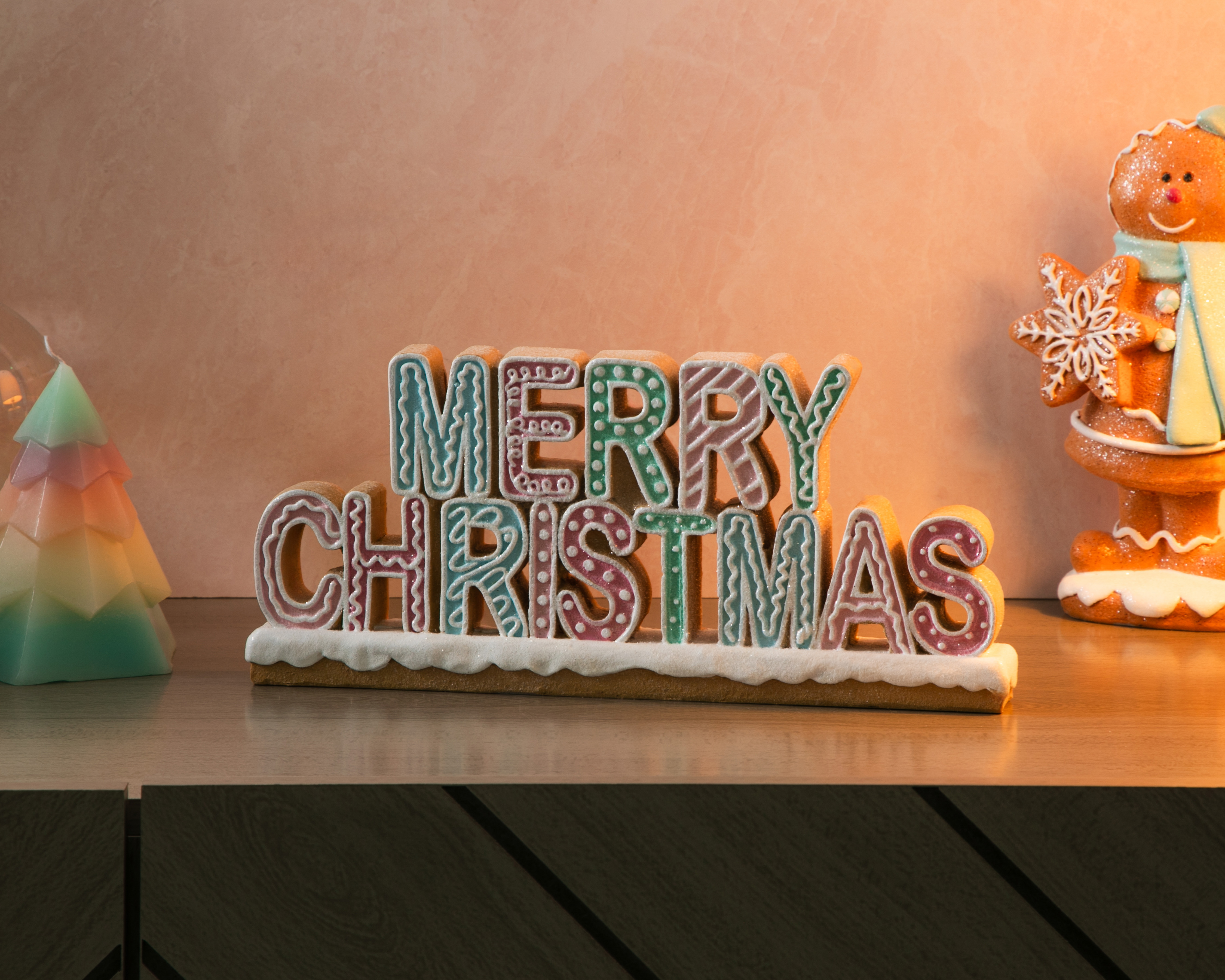 Foto 5 pulgar | Foto 4 | Letrero Decorativo de Navidad Merry Ginger de Resina