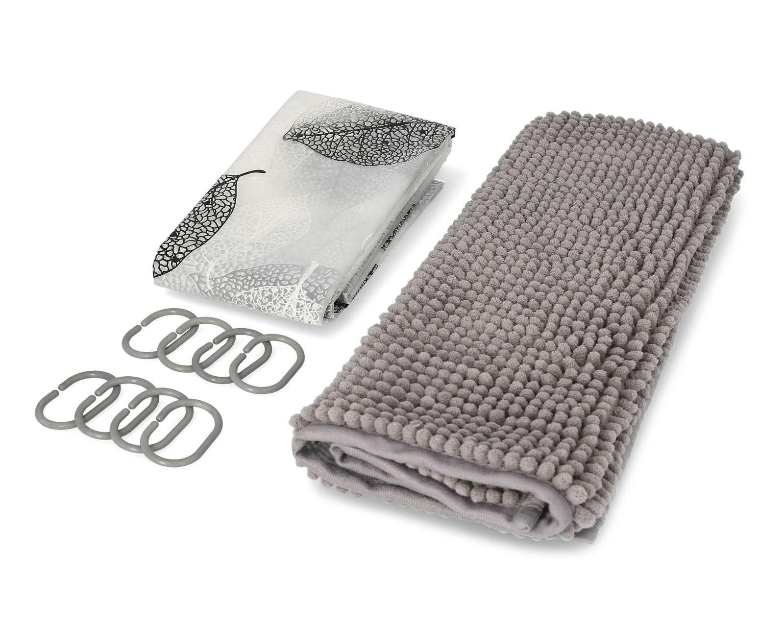 Foto 1 | Foto 1 | Juego de Cortina y Tapete para Baño Leafs