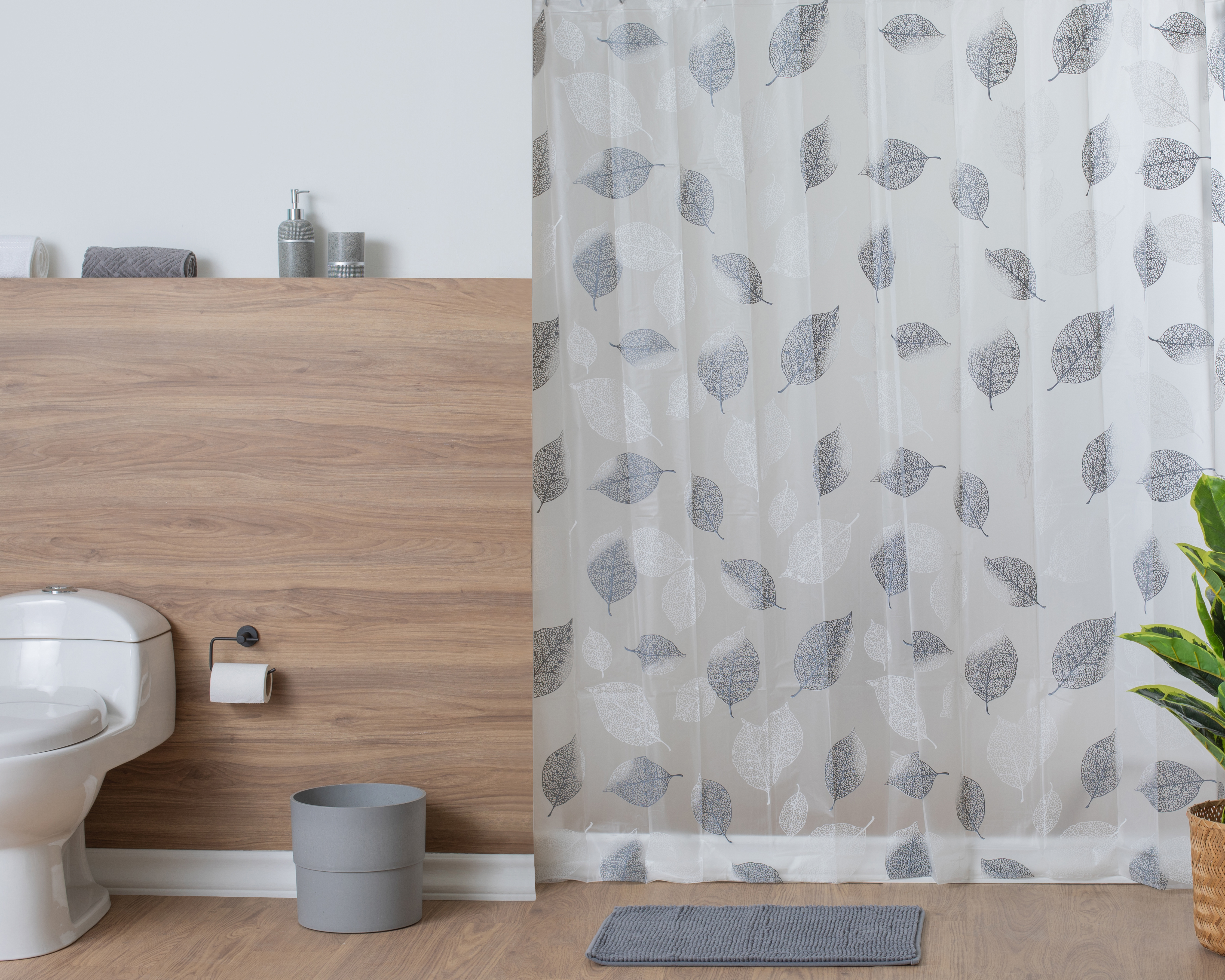 Foto 4 | Foto 4 | Juego de Cortina y Tapete para Baño Leafs