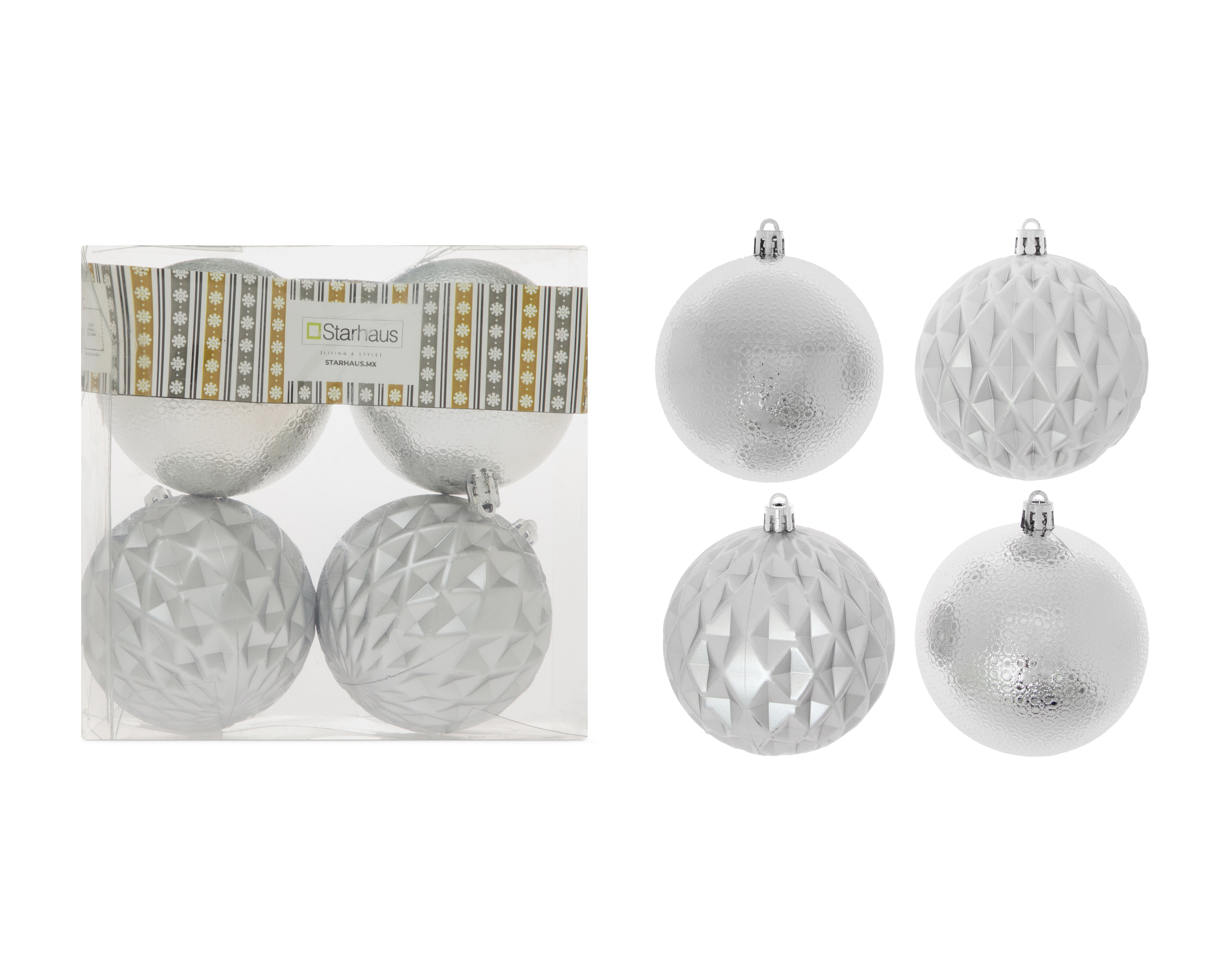 Esferas de Navidad Bubble Silver 4 Piezas