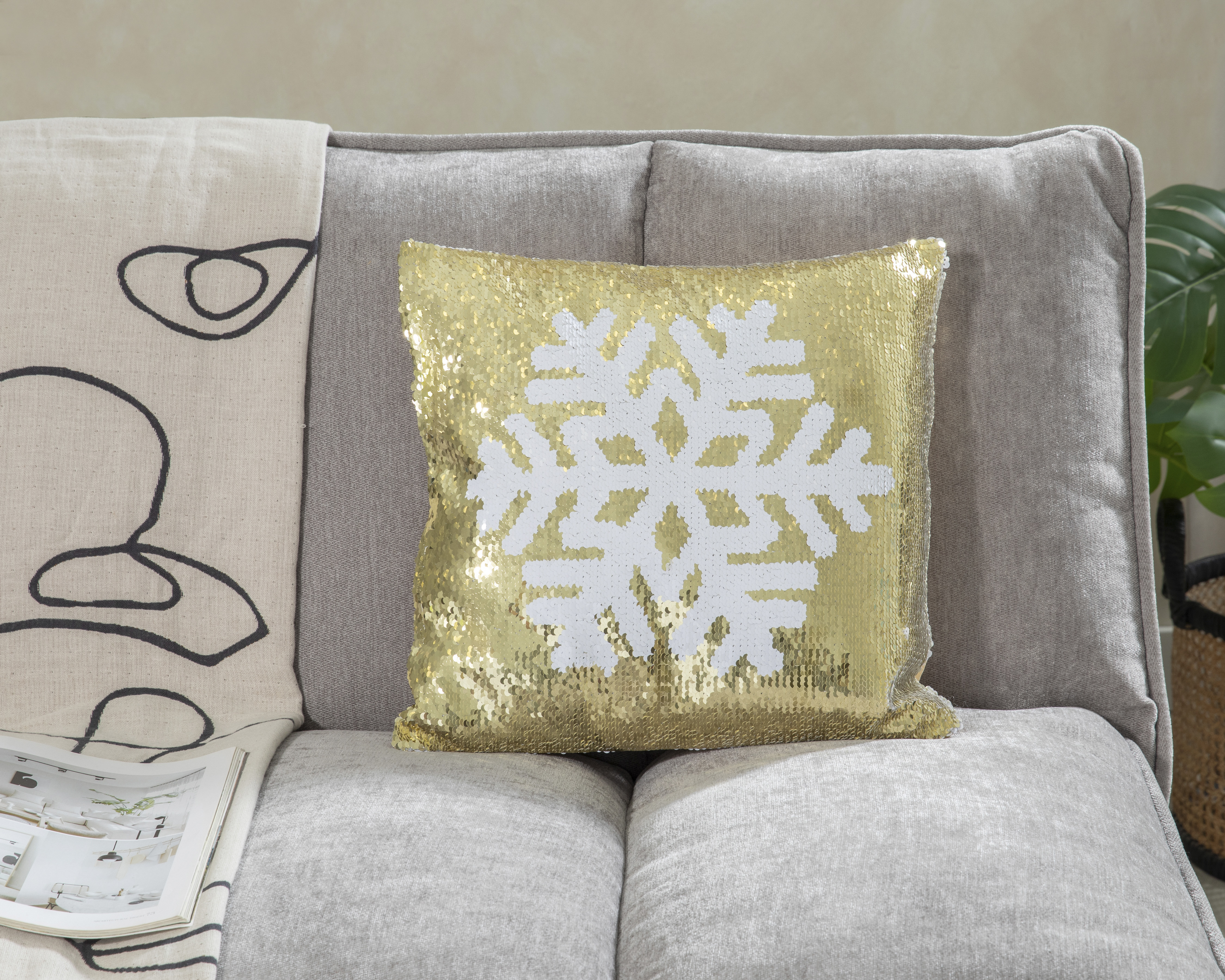 Foto 5 | Foto 5 | Cojín Navideño Sequin Snowy Dorado