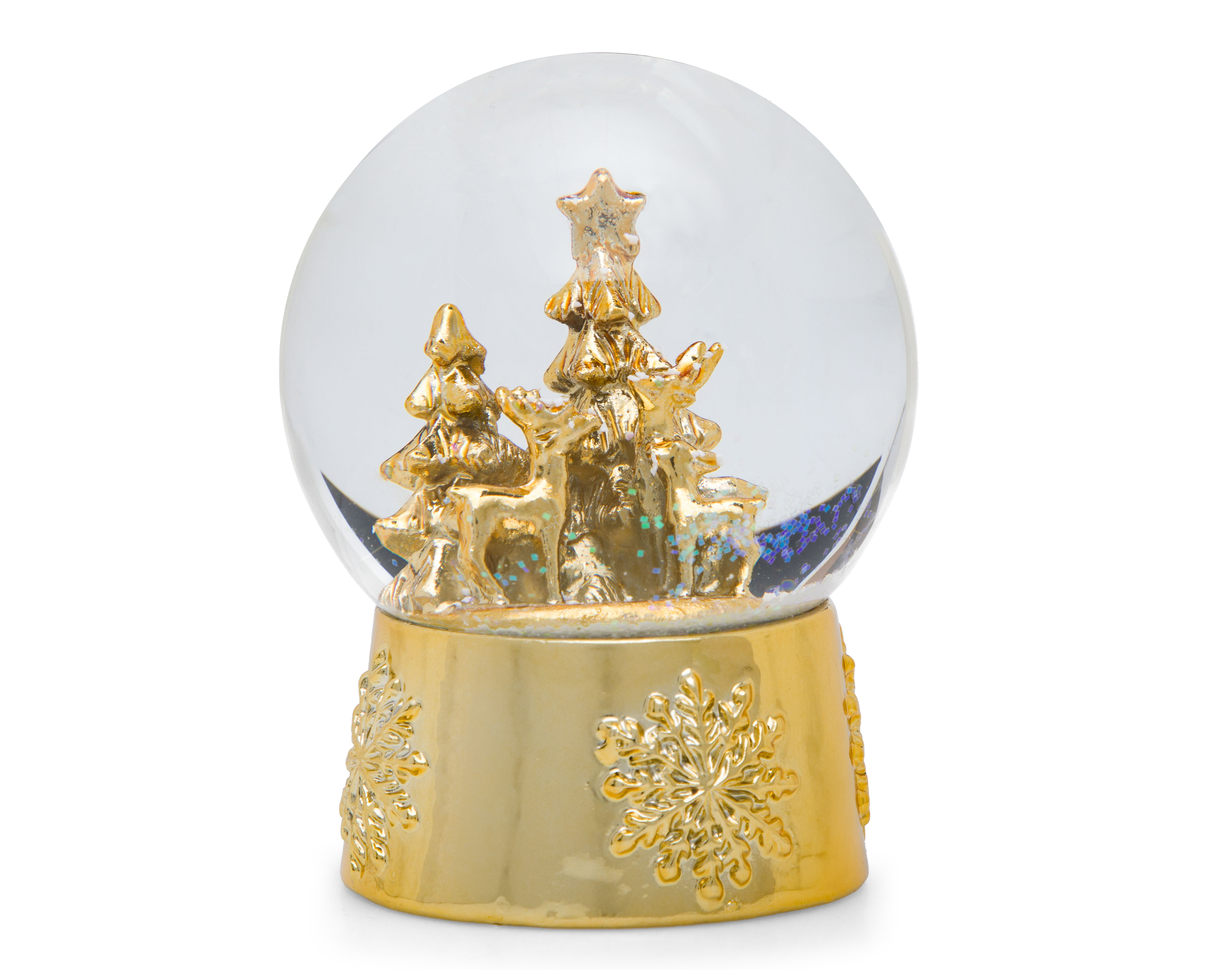 Esfera de Nieve Navideña Bosque Gold de Poliresina