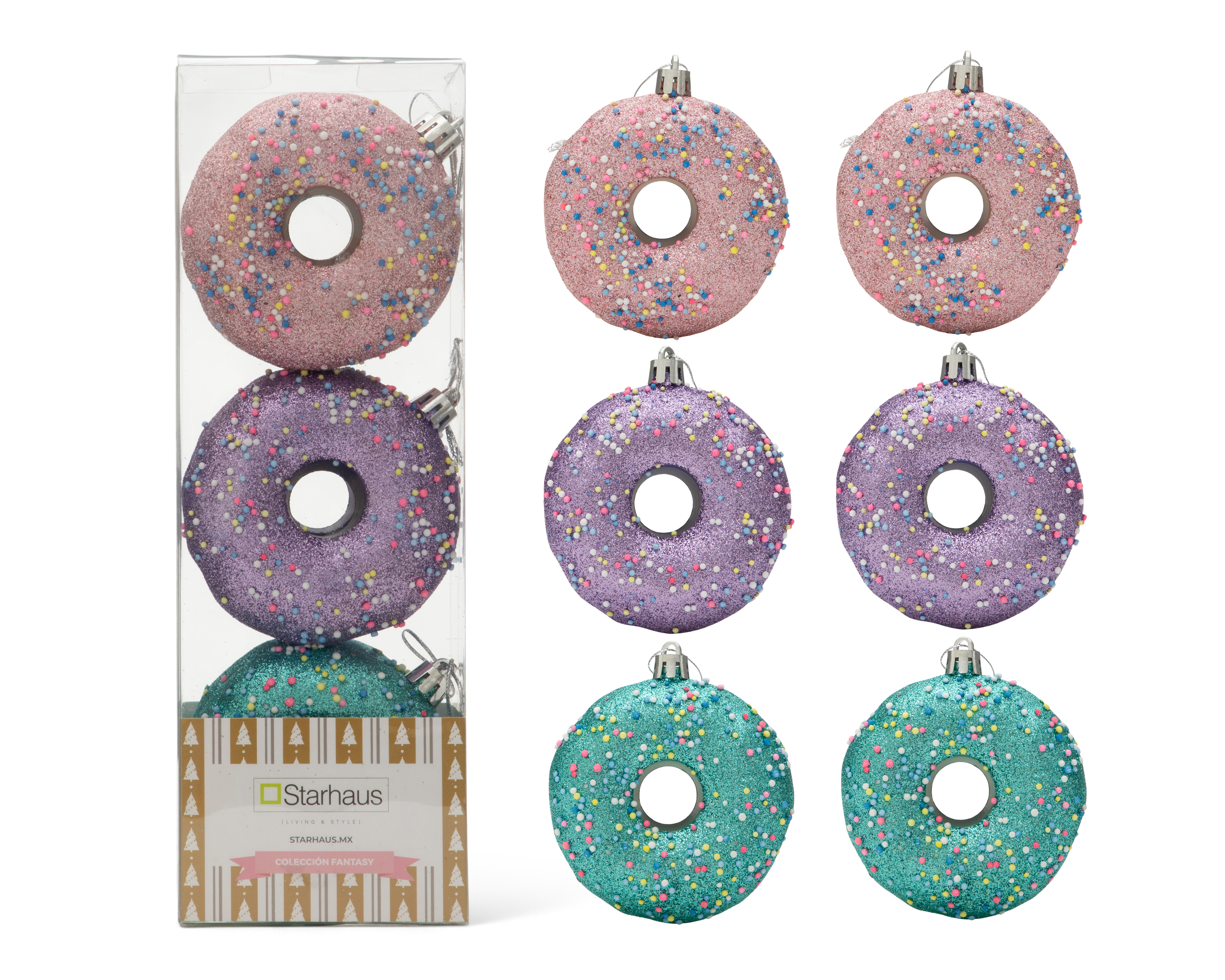 Foto 2 pulgar | Foto 1 | Accesorios para Árbol Starhaus Sparkle Donut 6 Piezas