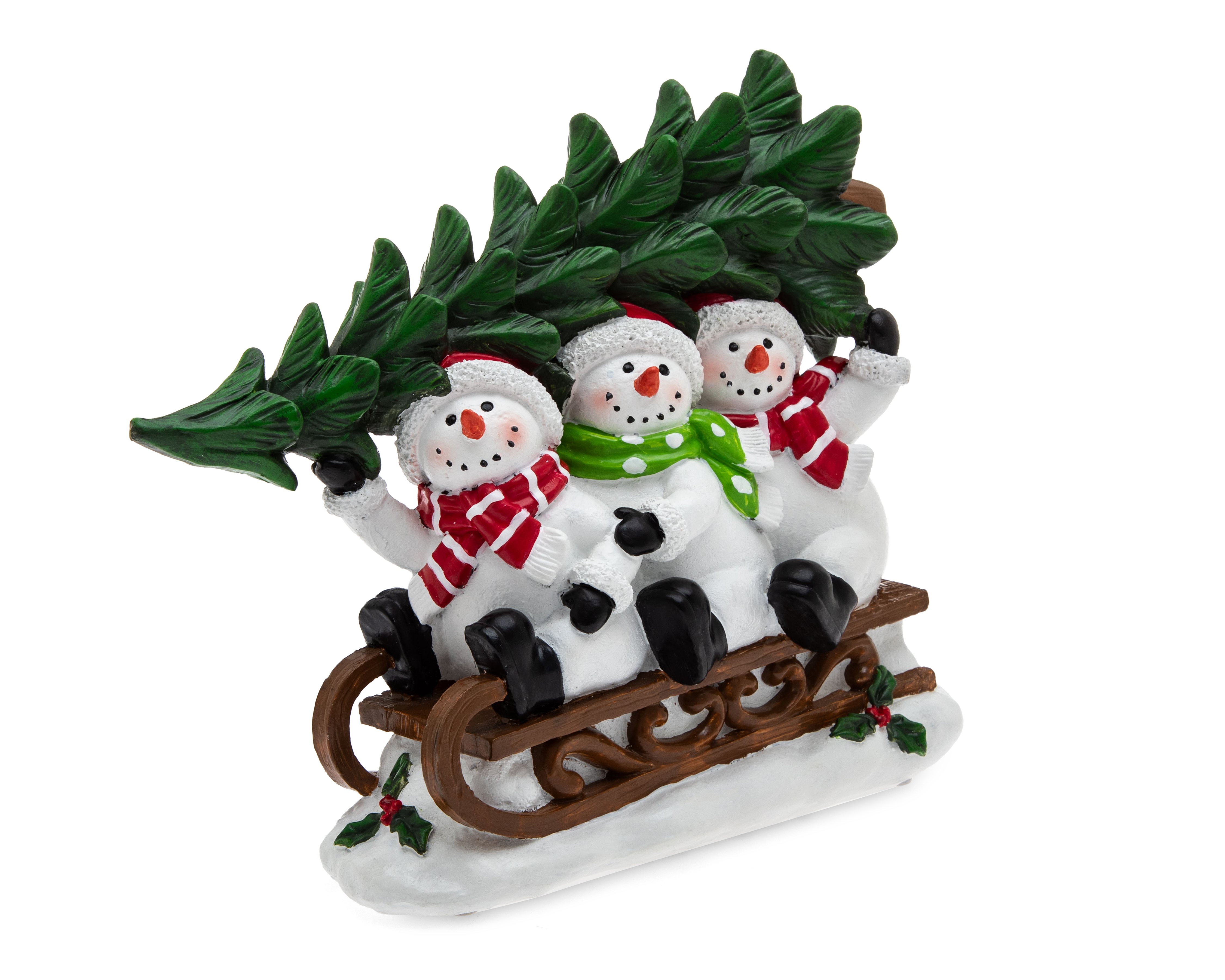 Foto 1 | Foto 1 | Figura Decorativa Monos de Nieve de Navidad Trineo de Resina