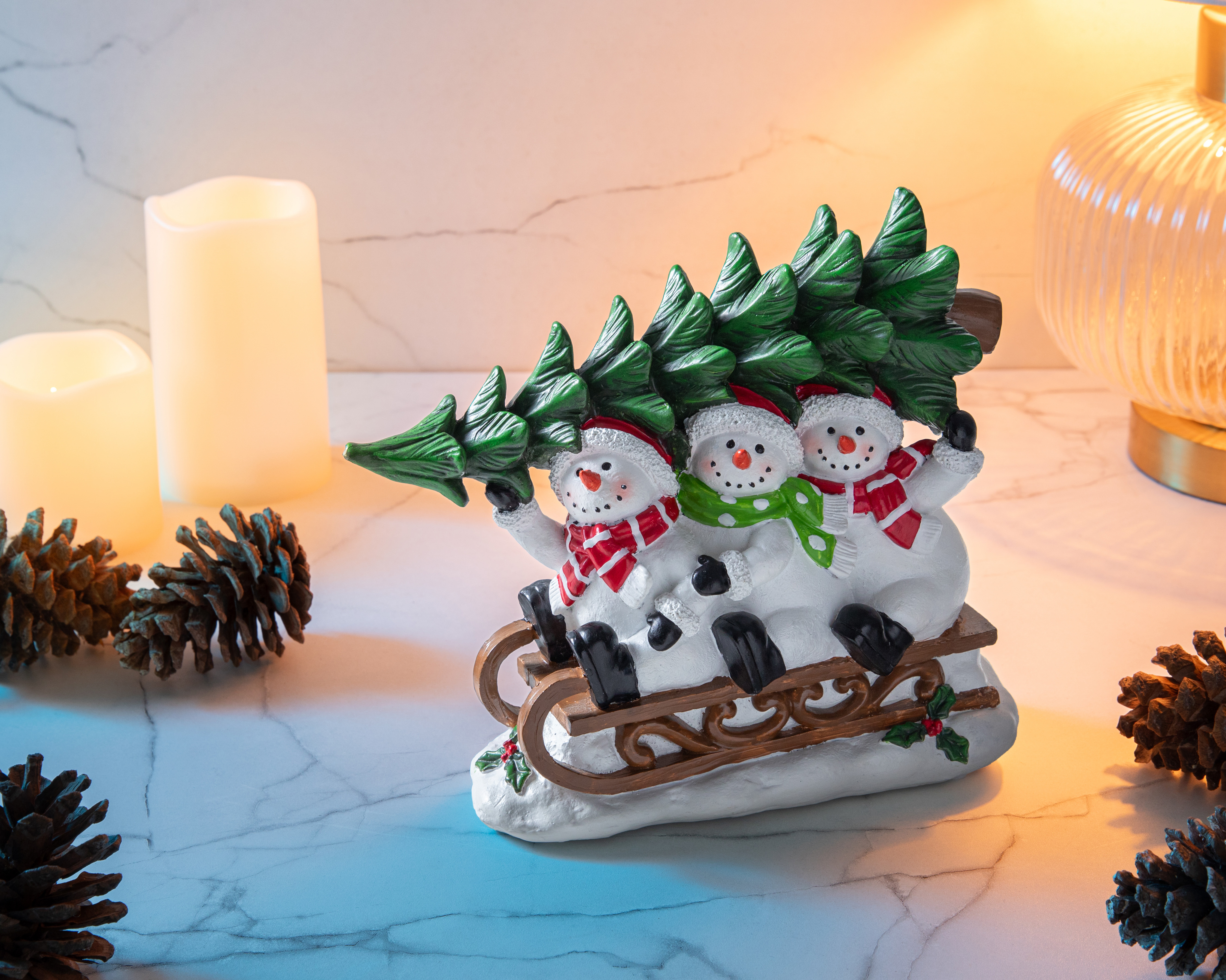 Foto 5 | Foto 5 | Figura Decorativa Monos de Nieve de Navidad Trineo de Resina