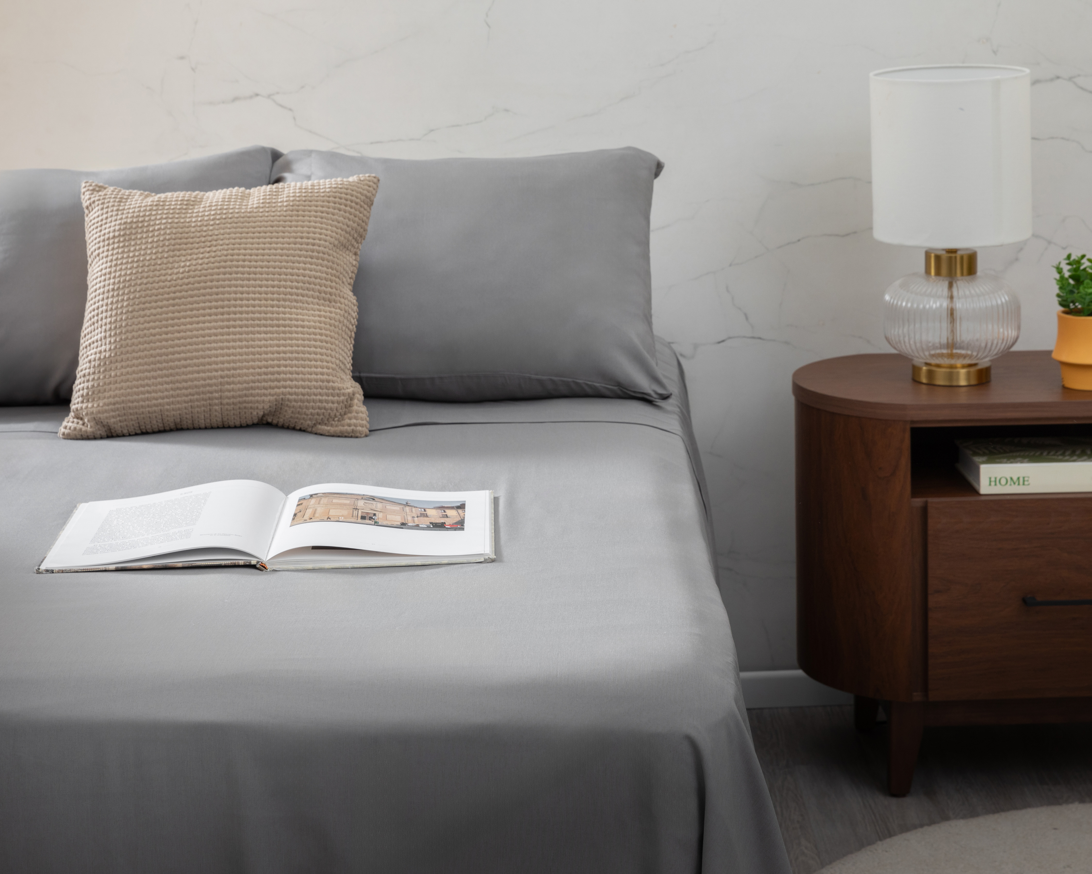 Sábana Queen Size Starhaus Betty Gris 4 Piezas