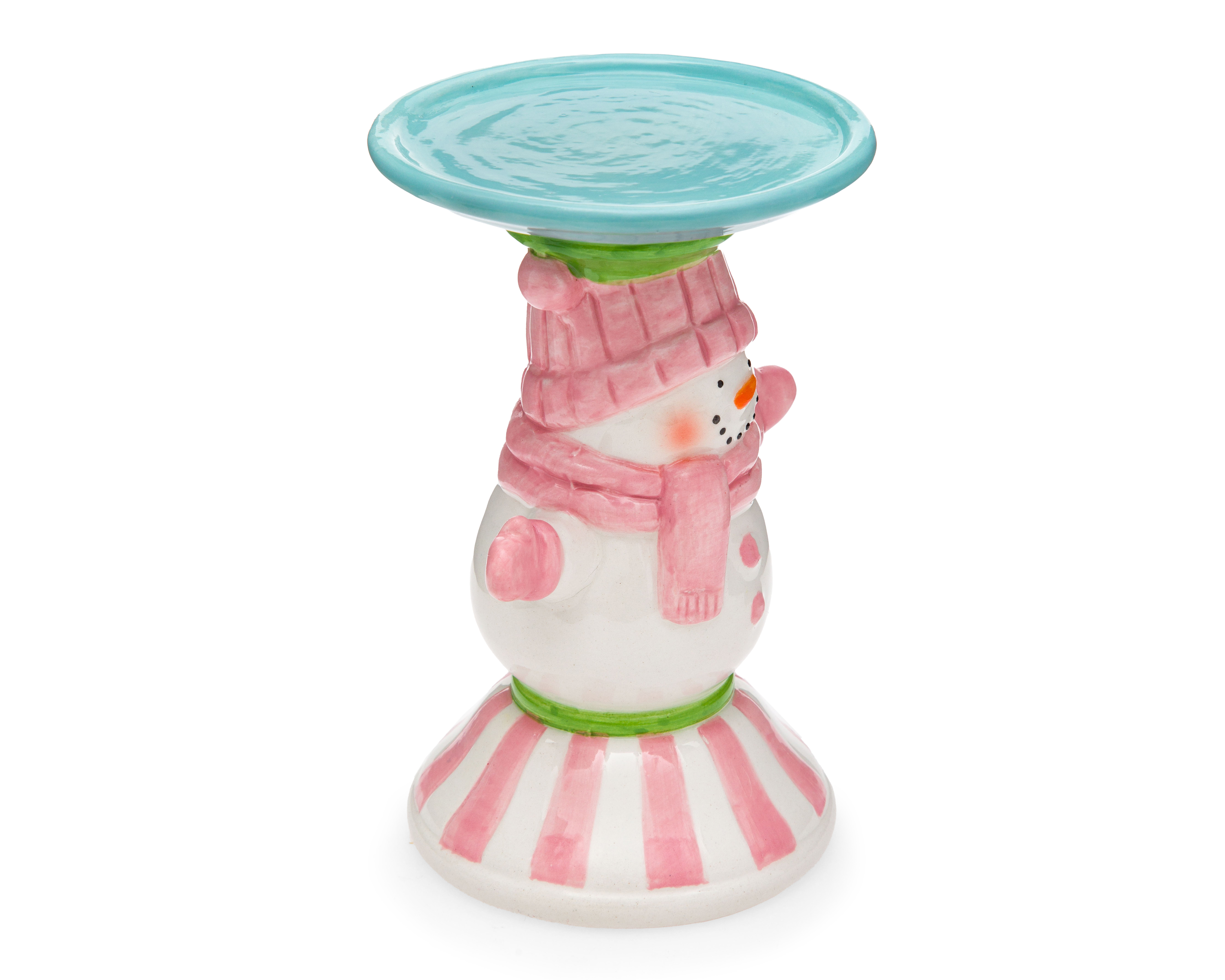 Portavela de Navidad Snowmantini de Cerámica