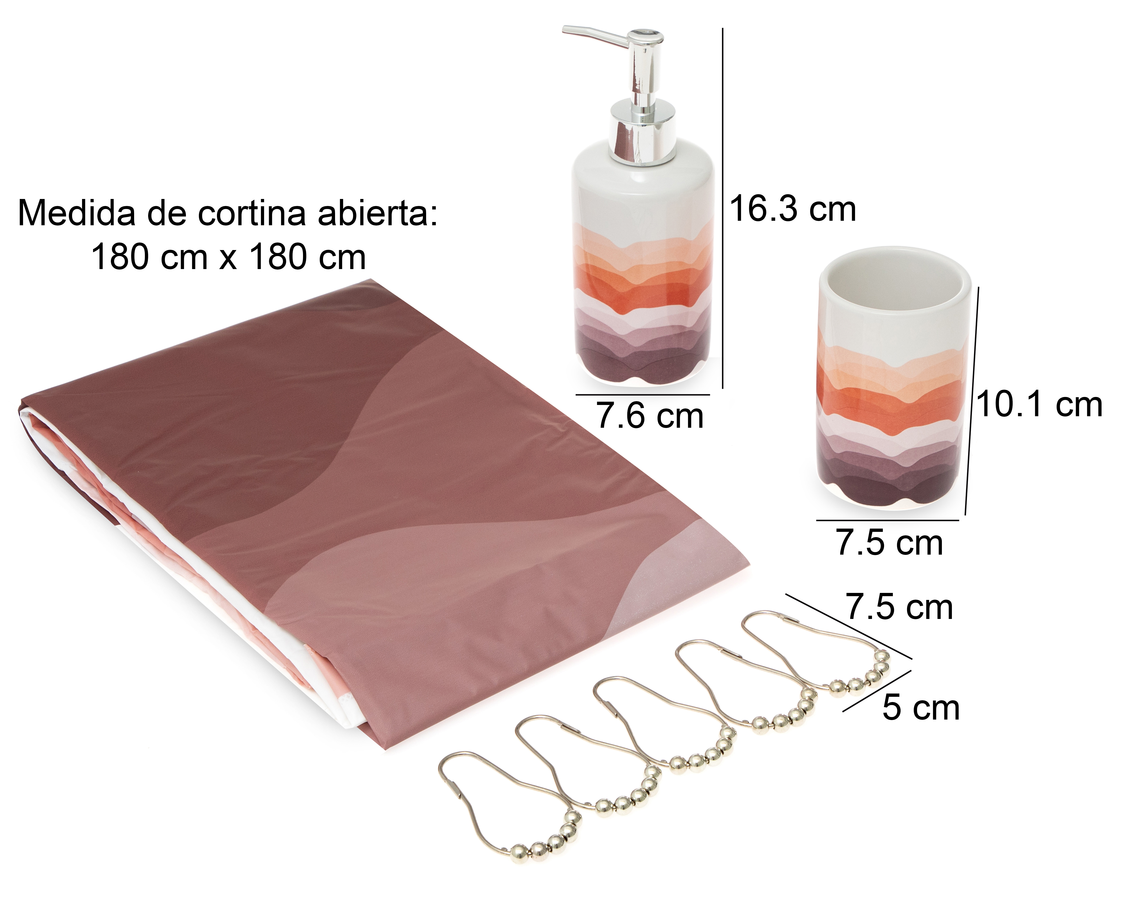 Foto 6 | Foto 6 | Cortina y Accesorios para Baño Starhaus Multicolor 3 Piezas