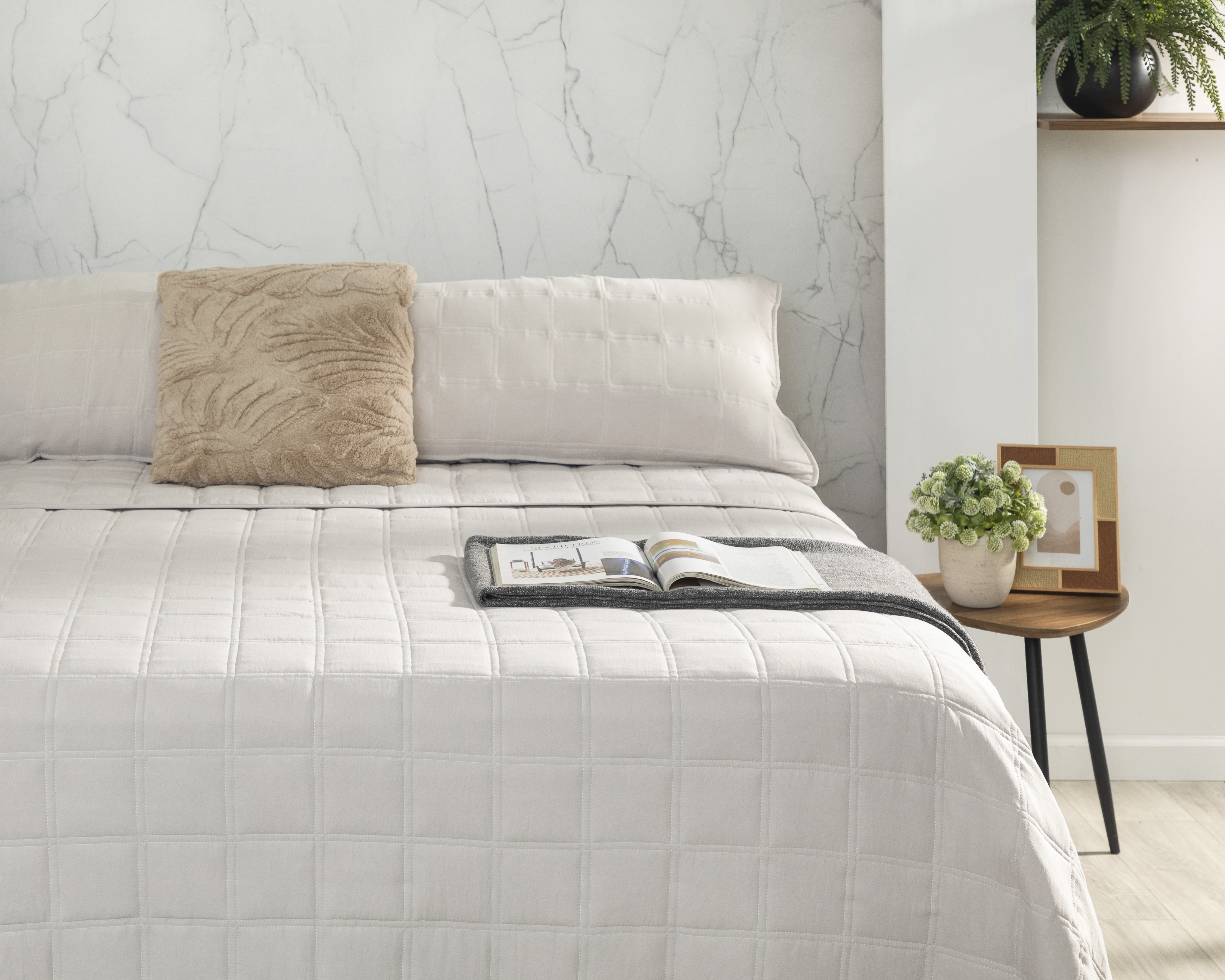 Colcha King Size con Fundas para Almohada Starhaus Sandy King Beige 3 Piezas