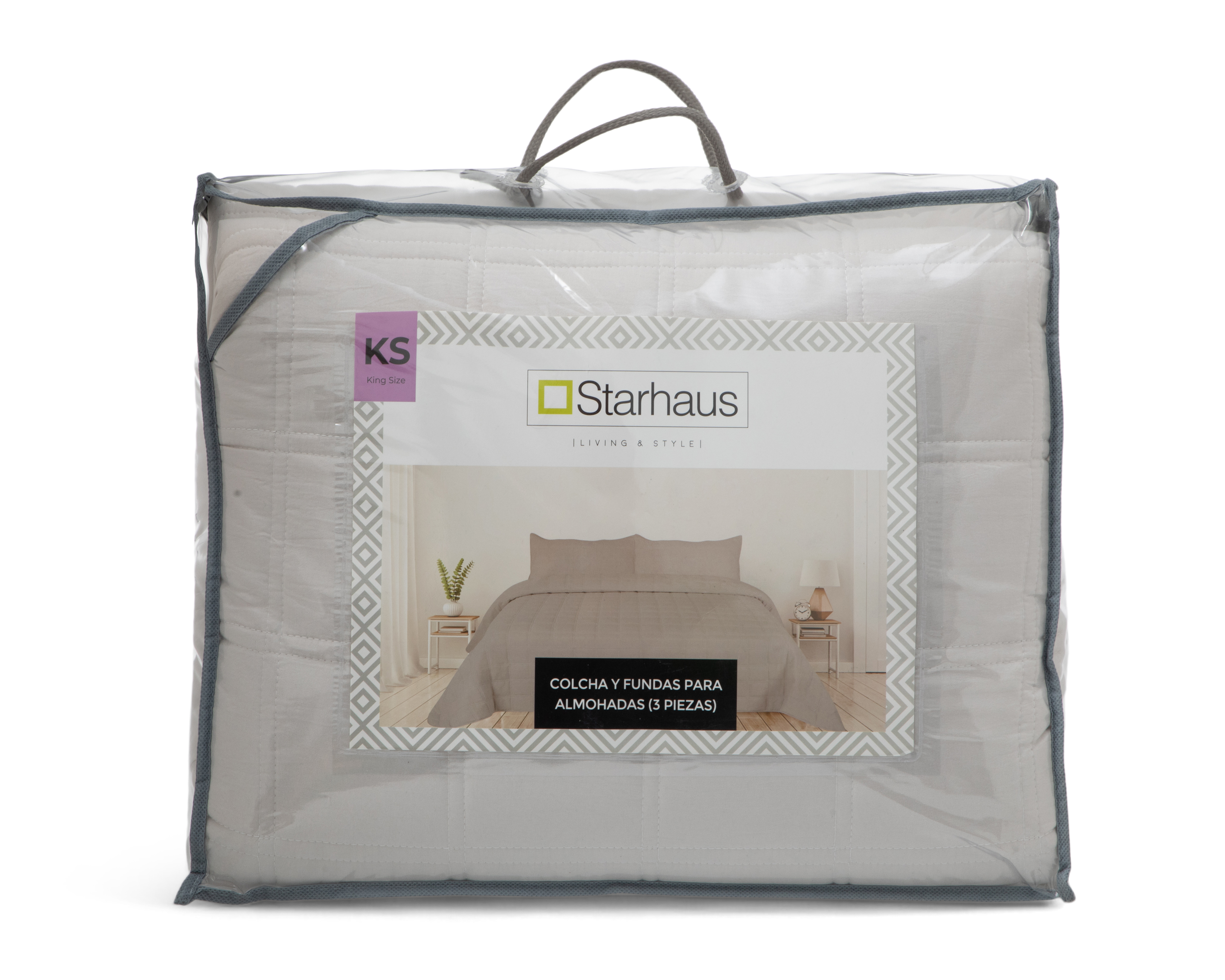 Foto 4 | Foto 4 | Colcha King Size con Fundas para Almohada Starhaus Sandy King Beige 3 Piezas