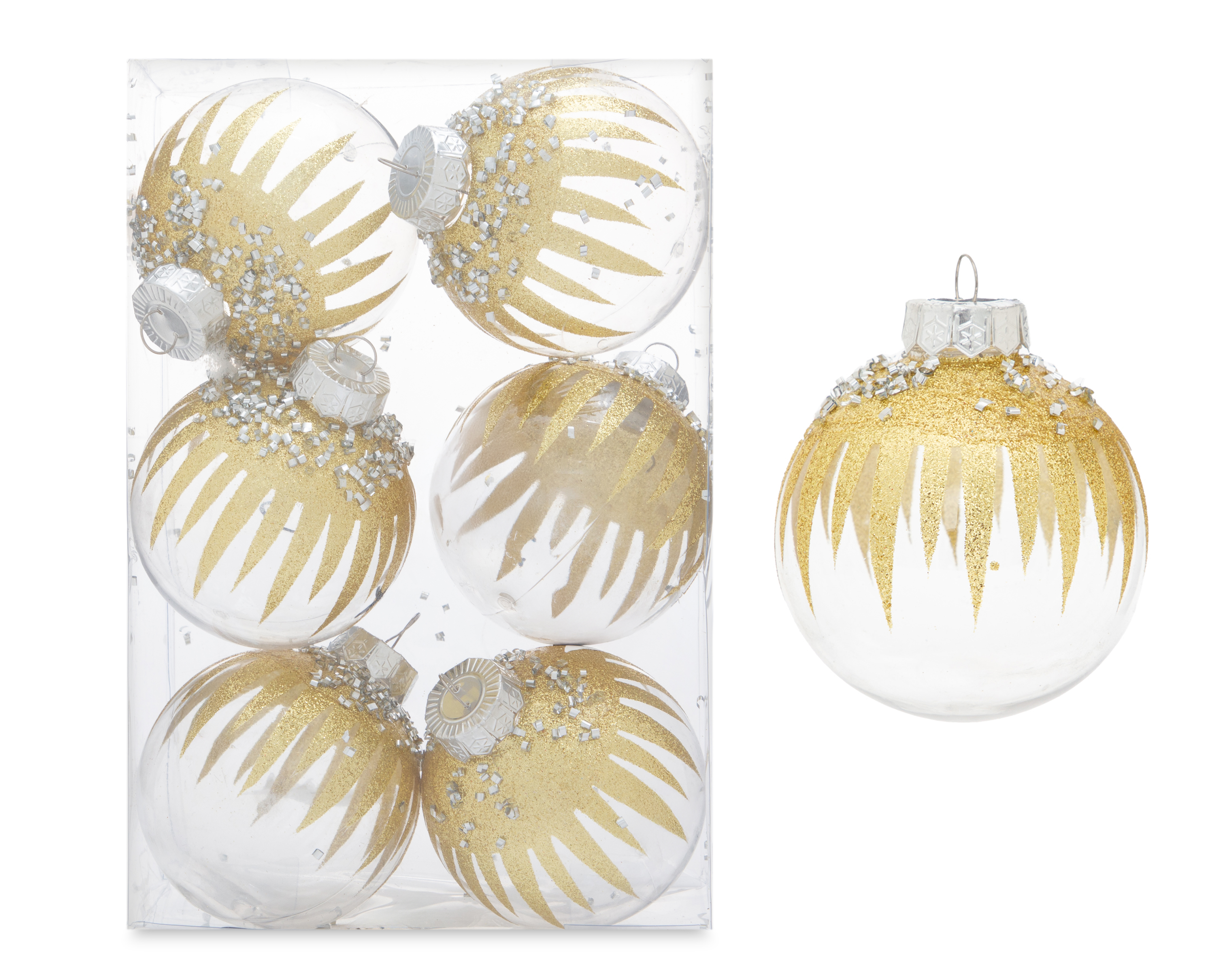 Esferas Navideñas Glittery 6 Piezas