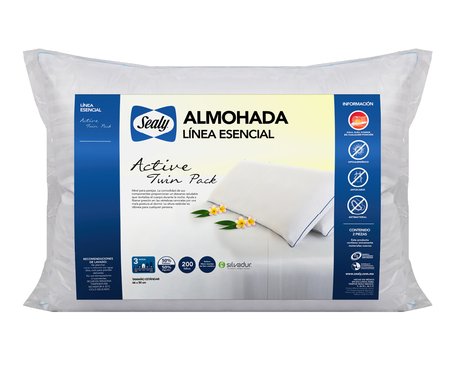 Foto 2 | Foto 2 | Almohada Sealy Active Twin Pack Estándar Semi Firme
