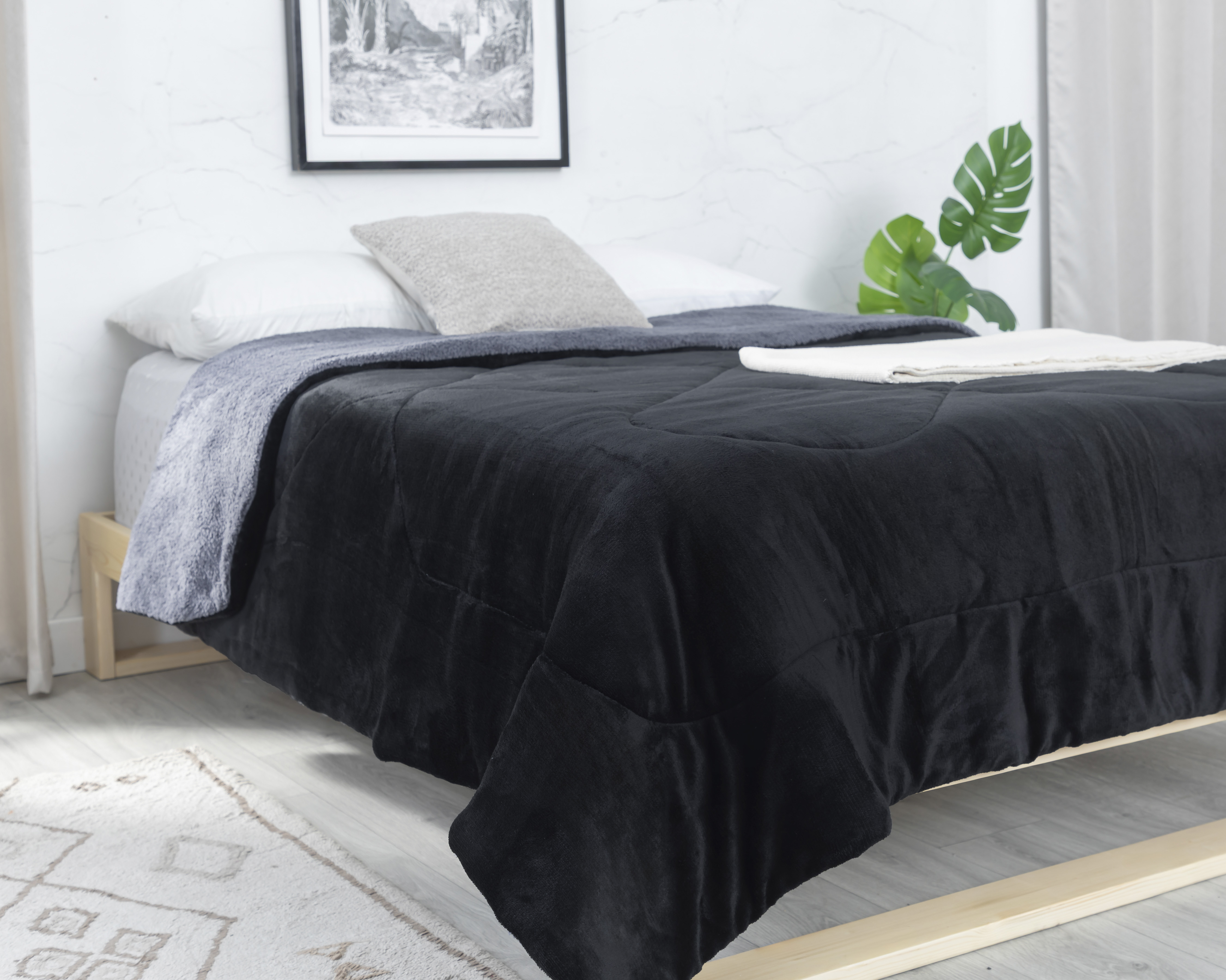 Edredón Matrimonial Starhaus Borrega Oasis Negro