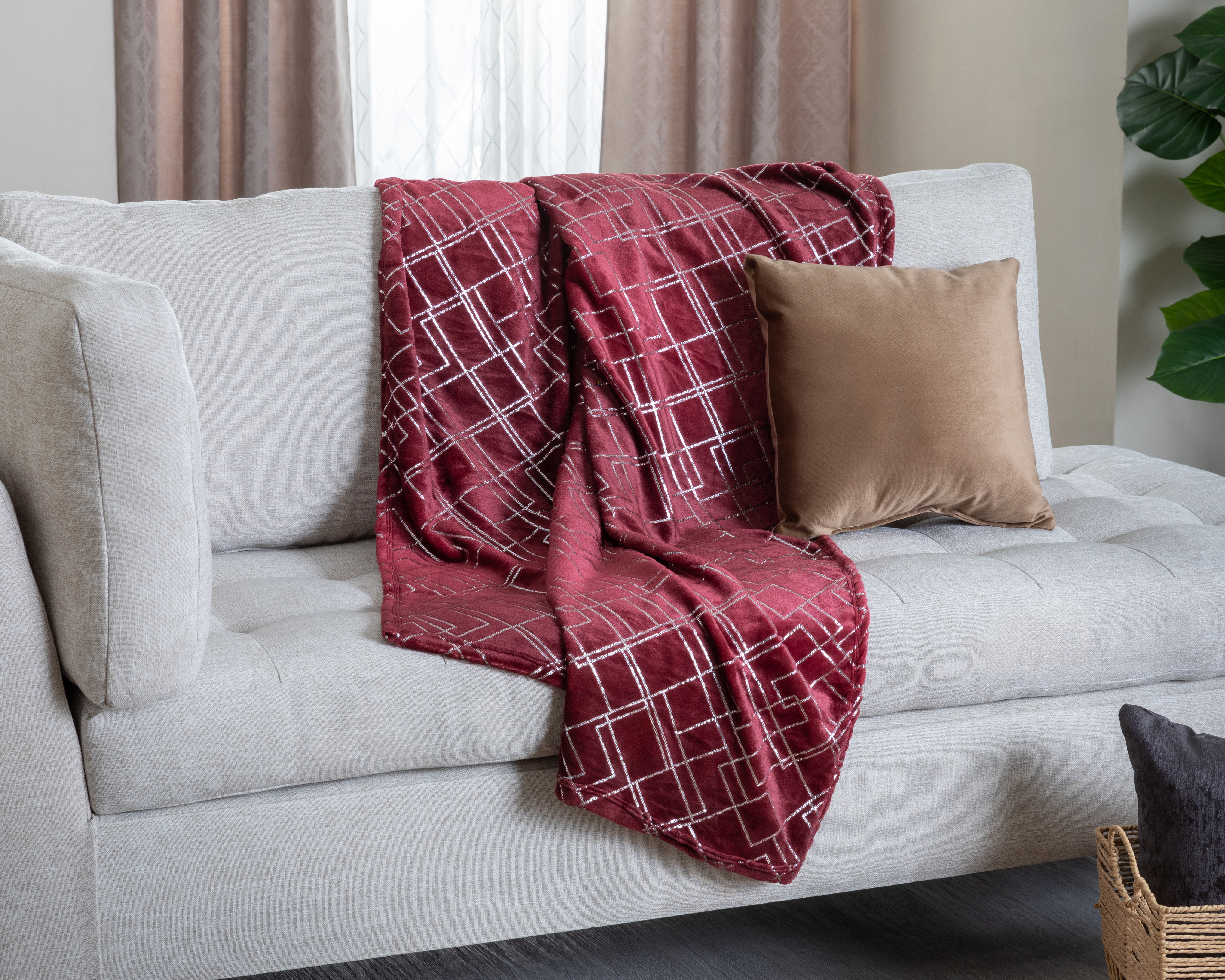Frazada Individual Starhaus Silver Red Lines 110 x 160 cm