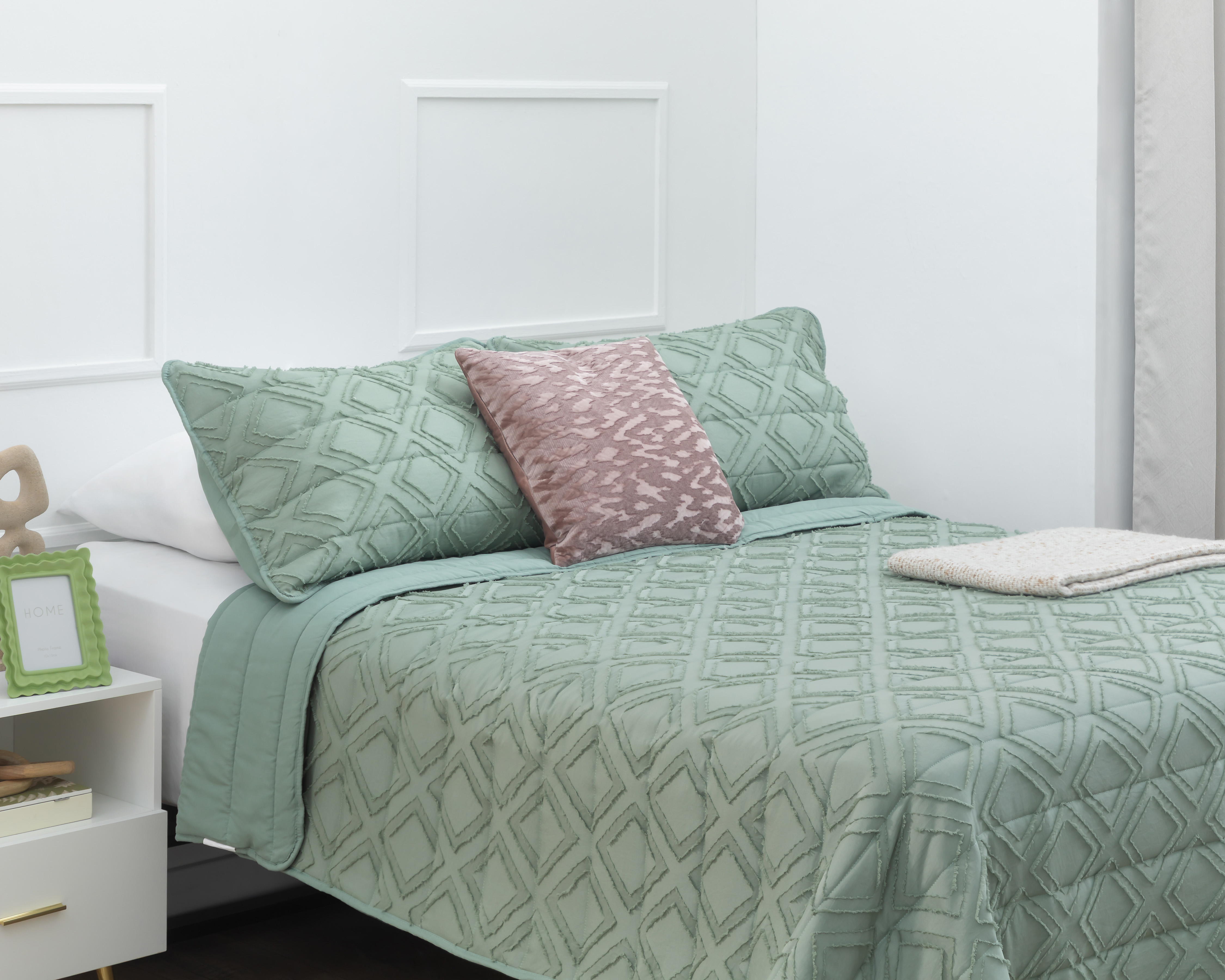 Foto 1 | Foto 1 | Colcha Matrimonial con Fundas para Almohada Starhaus Apolo Verde 3 Piezas