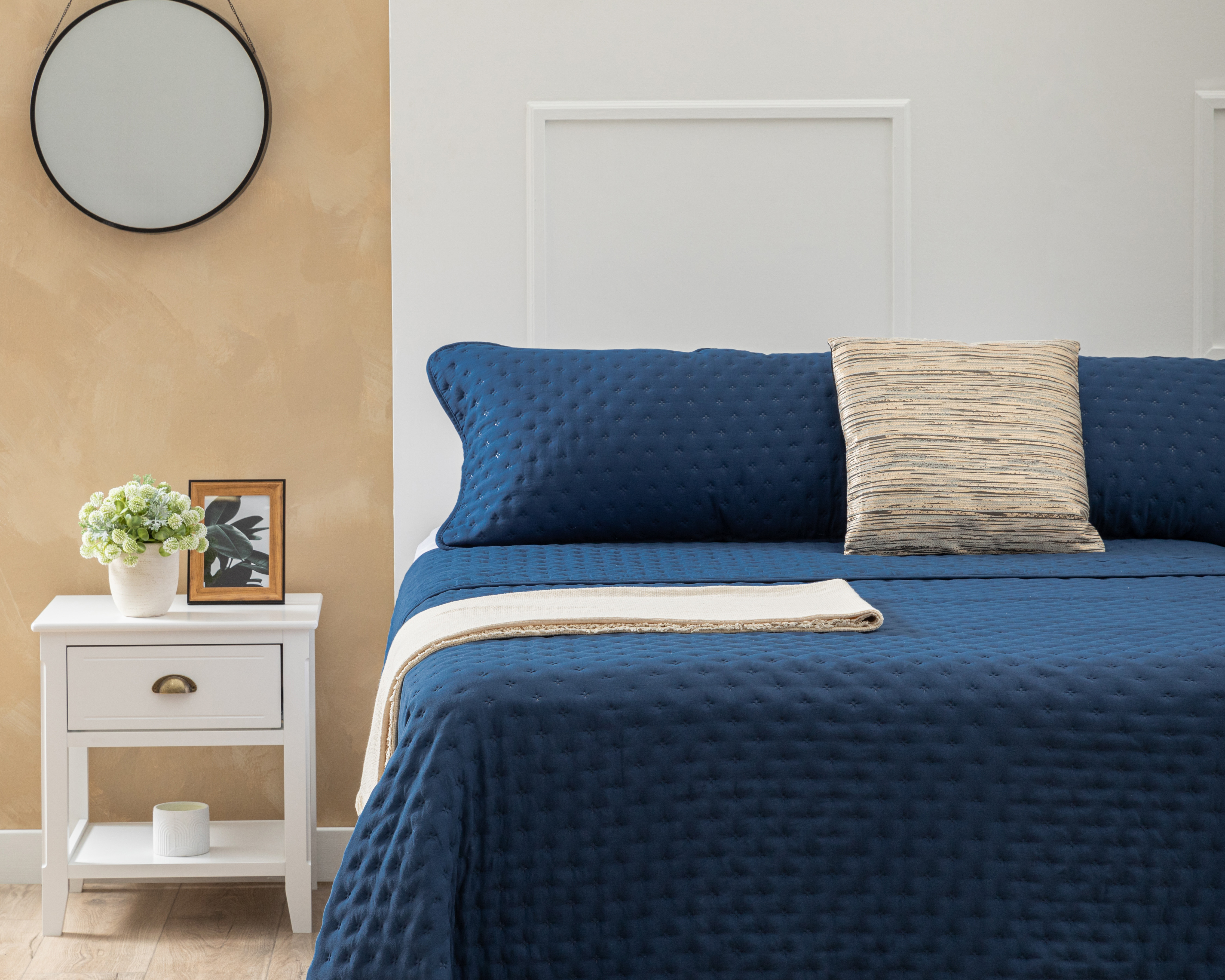 Colcha King Size y Fundas para Almohada Starhaus Ares Azul 3 Piezas