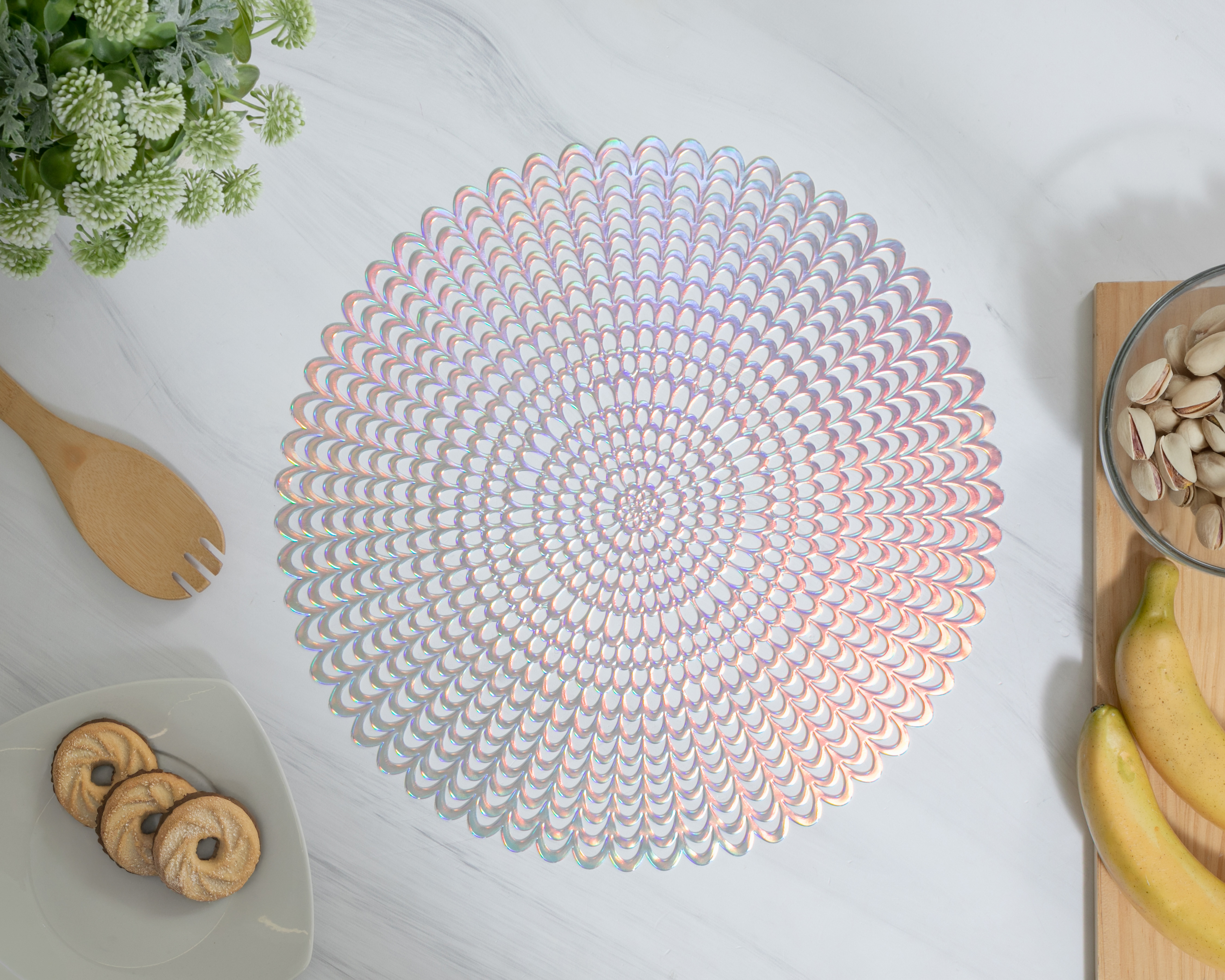 Foto 1 | Foto 1 | Mantel Individual Plateado Starhaus Aster 4 Piezas