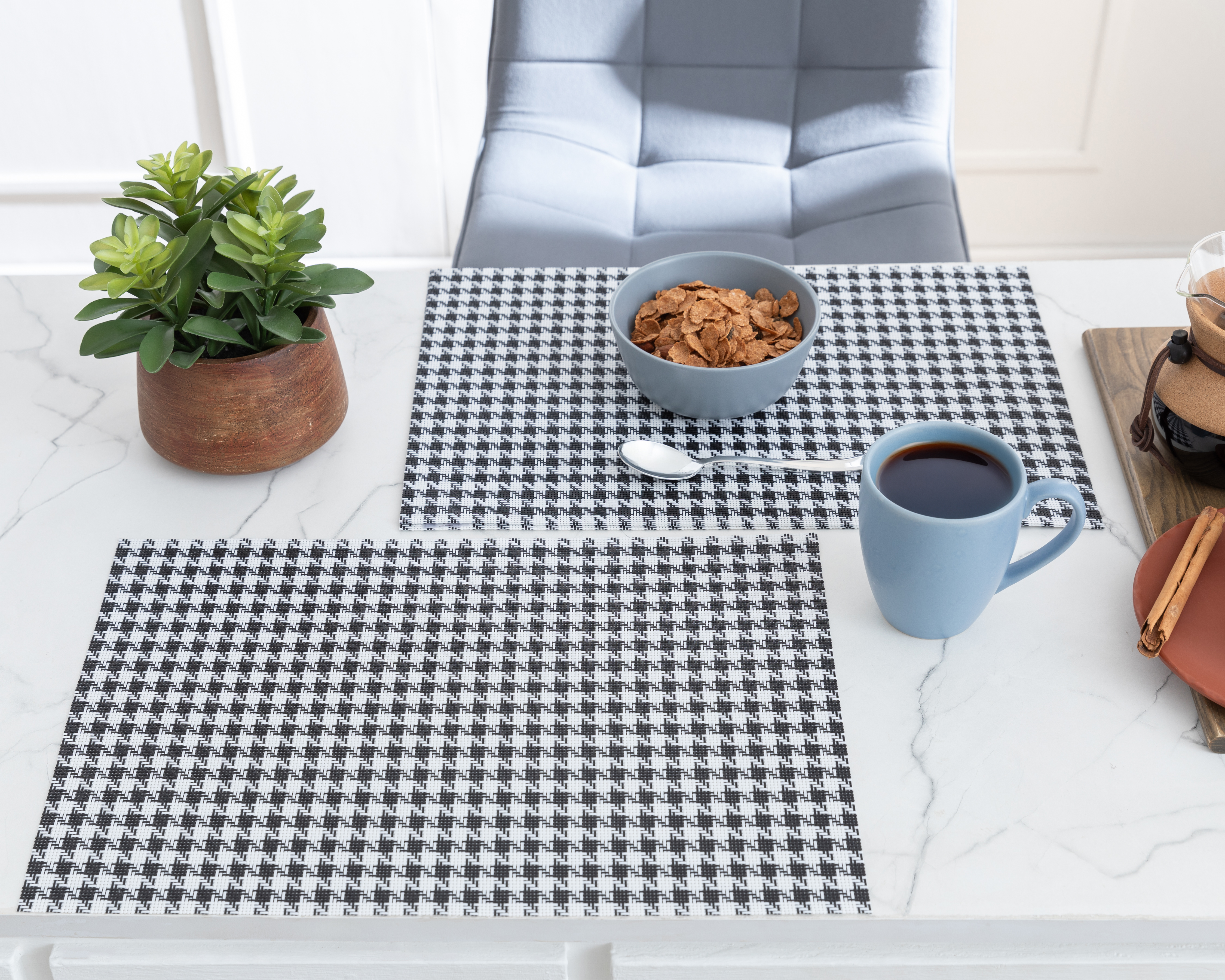 Foto 1 | Foto 1 | Mantel Individual Blanco y Negro Starhaus Domino 4 Piezas