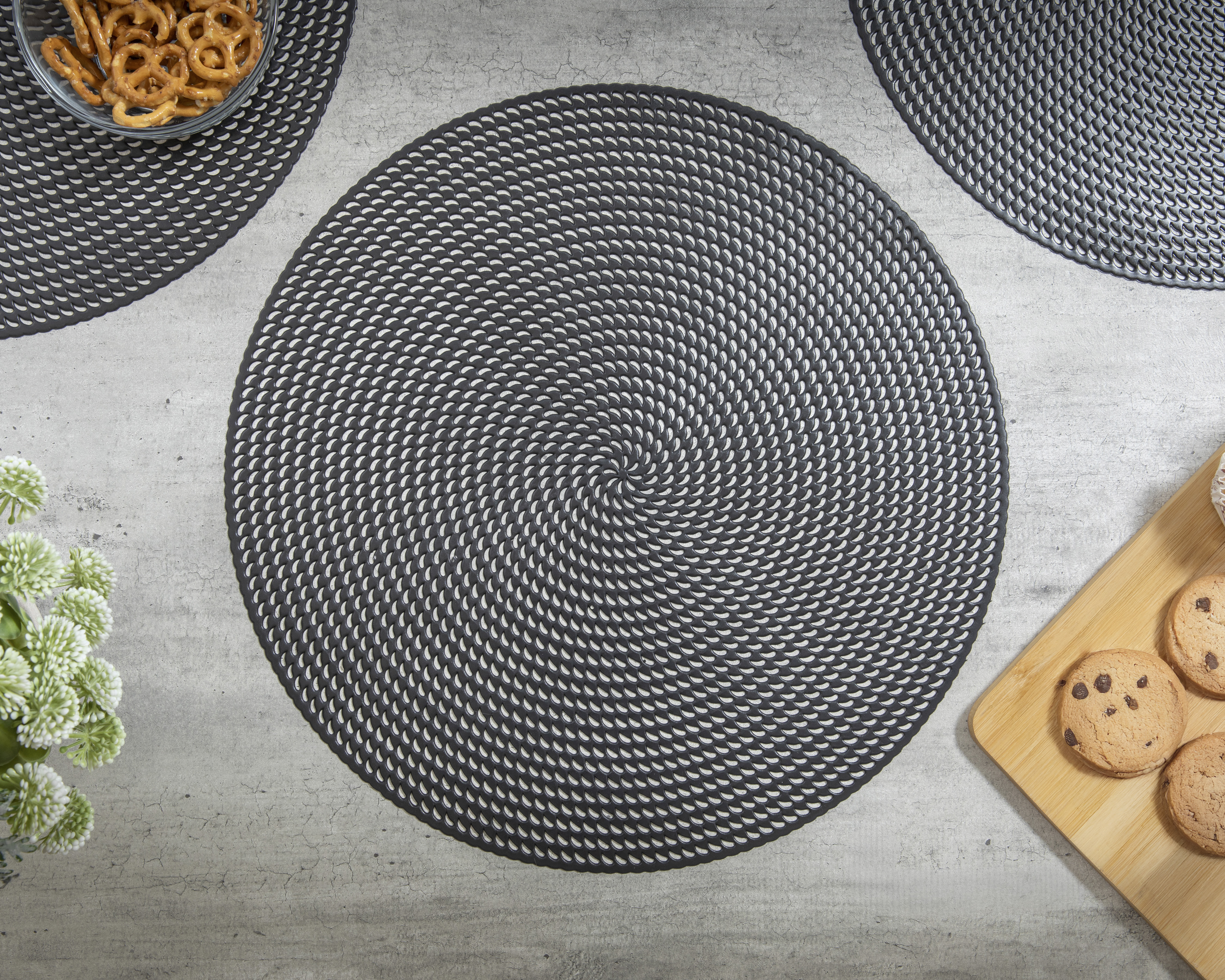 Foto 2 pulgar | Foto 1 | Mantel Individual Negro Starhaus Espiral 4 Piezas