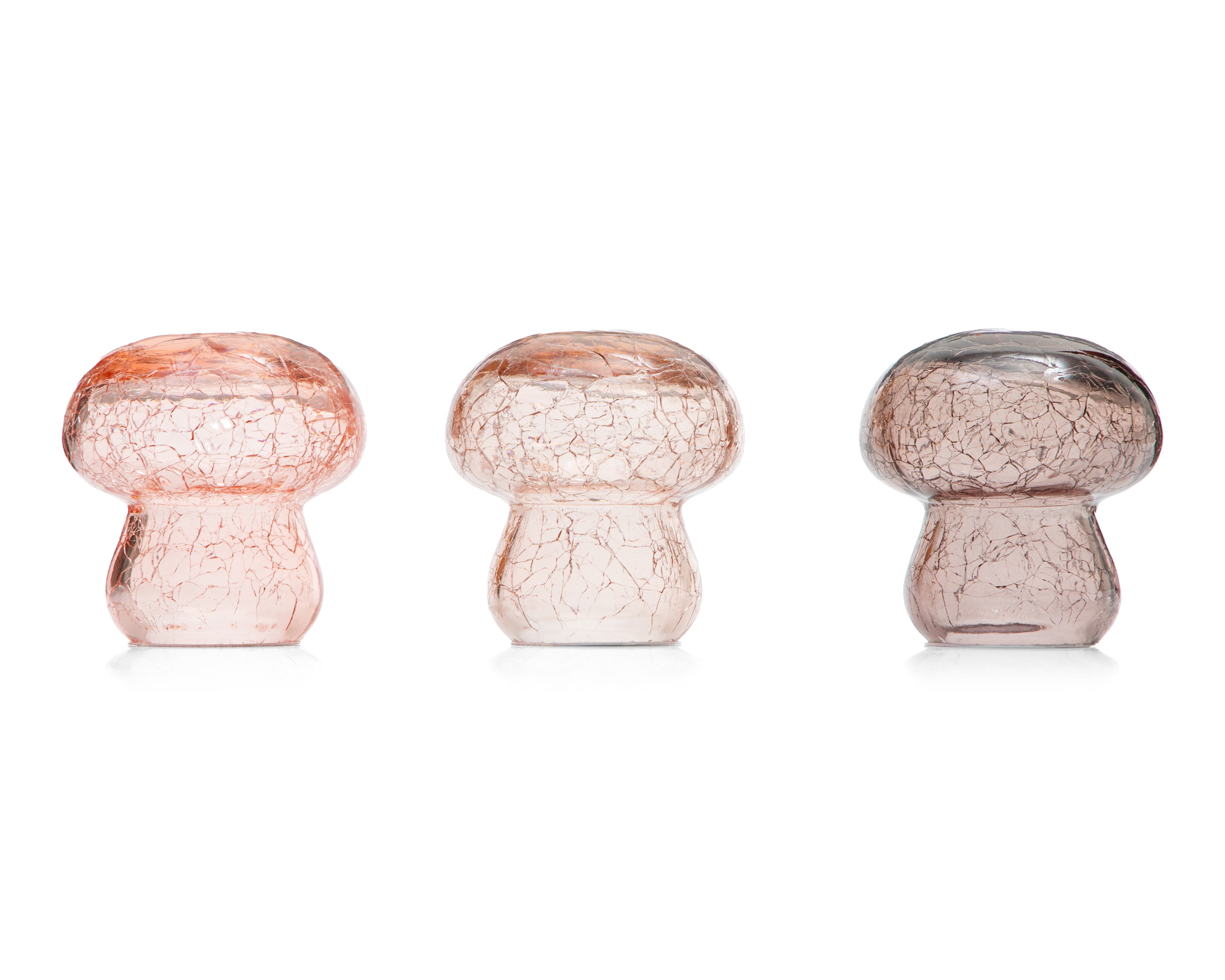 Escultura de Hongo Rufus de Vidrio 3 Piezas