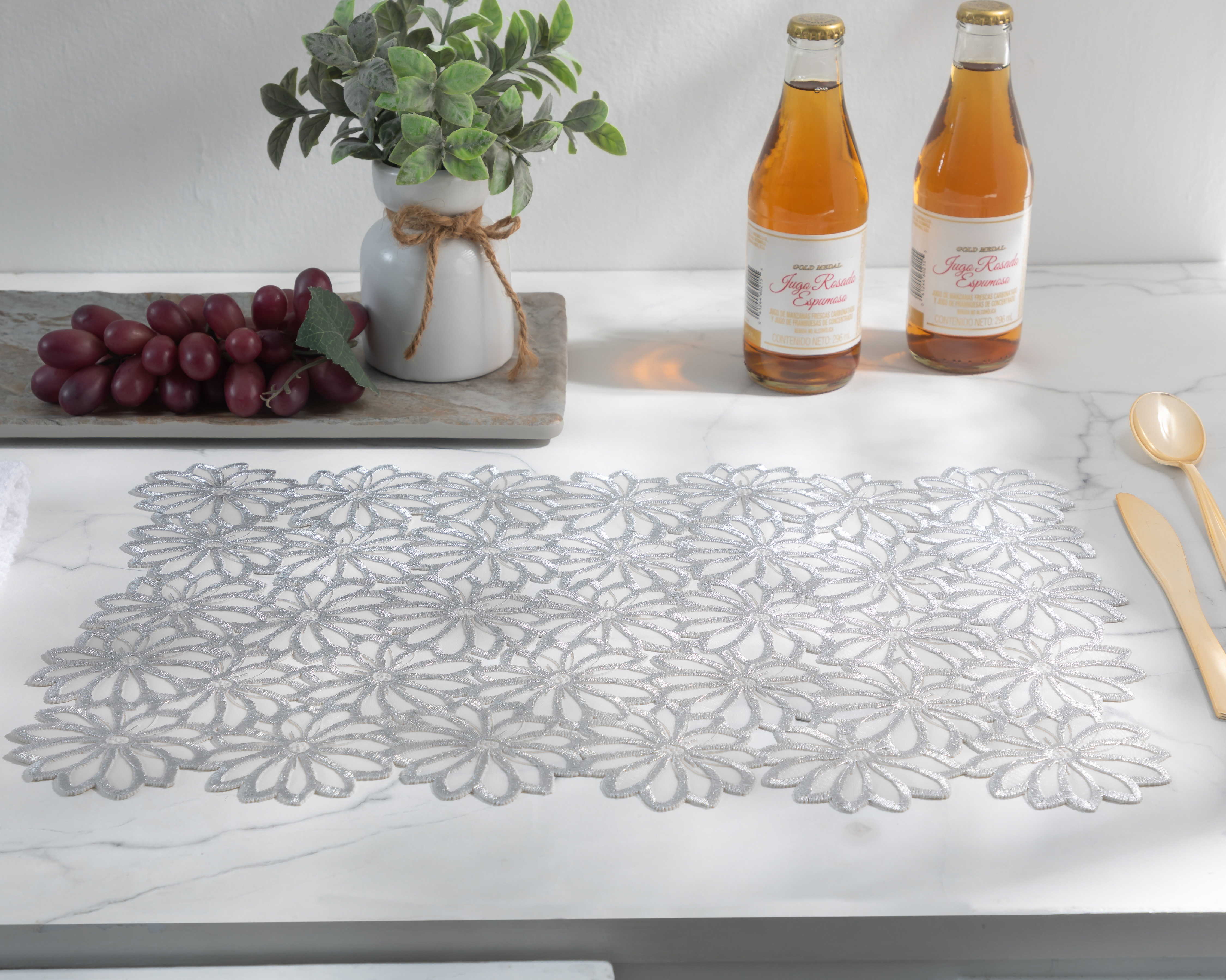 Mantel Individual Plateado Starhaus Lirio 4 Piezas