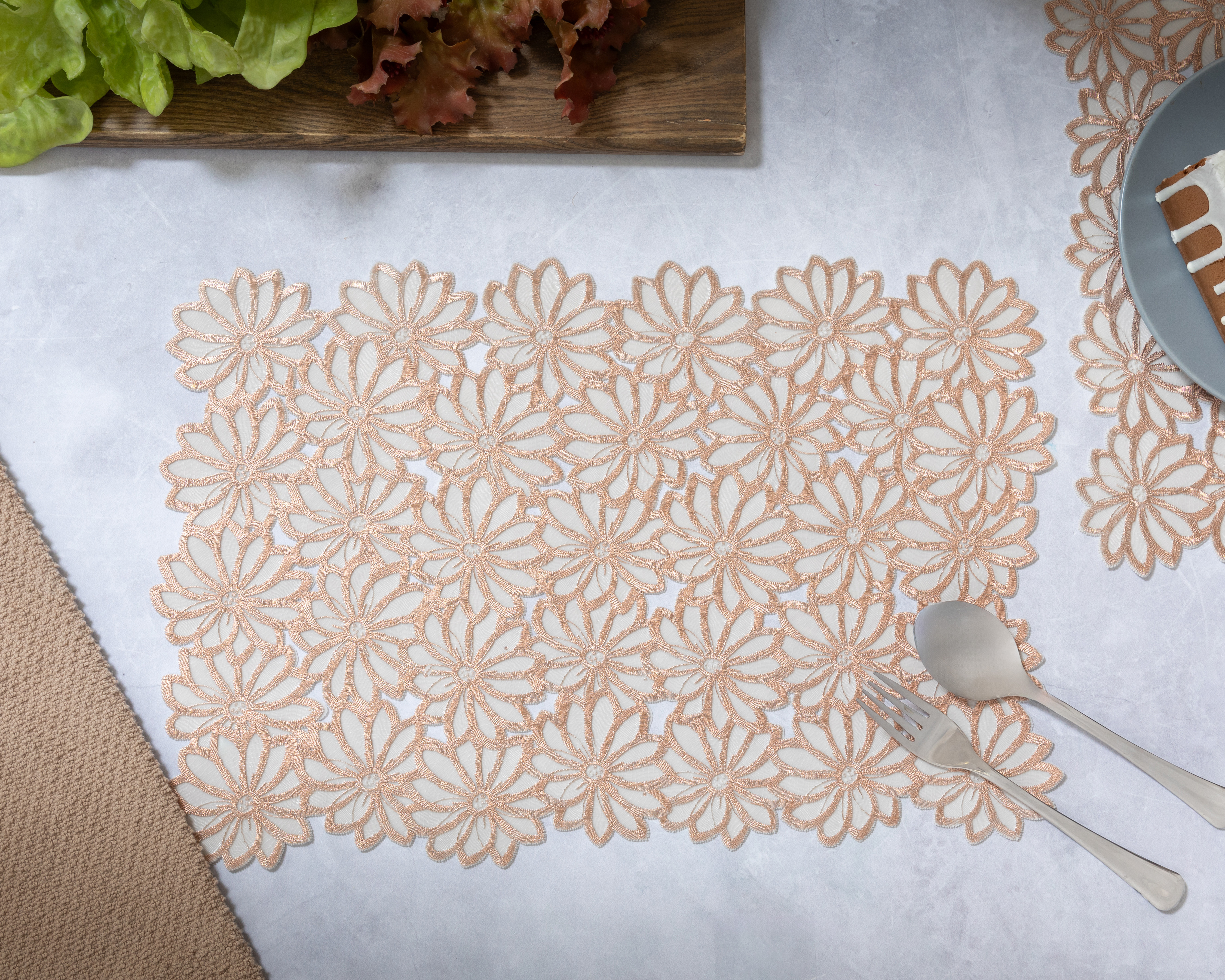 Mantel Individual Oro Rosa Starhaus Lirio 4 Piezas