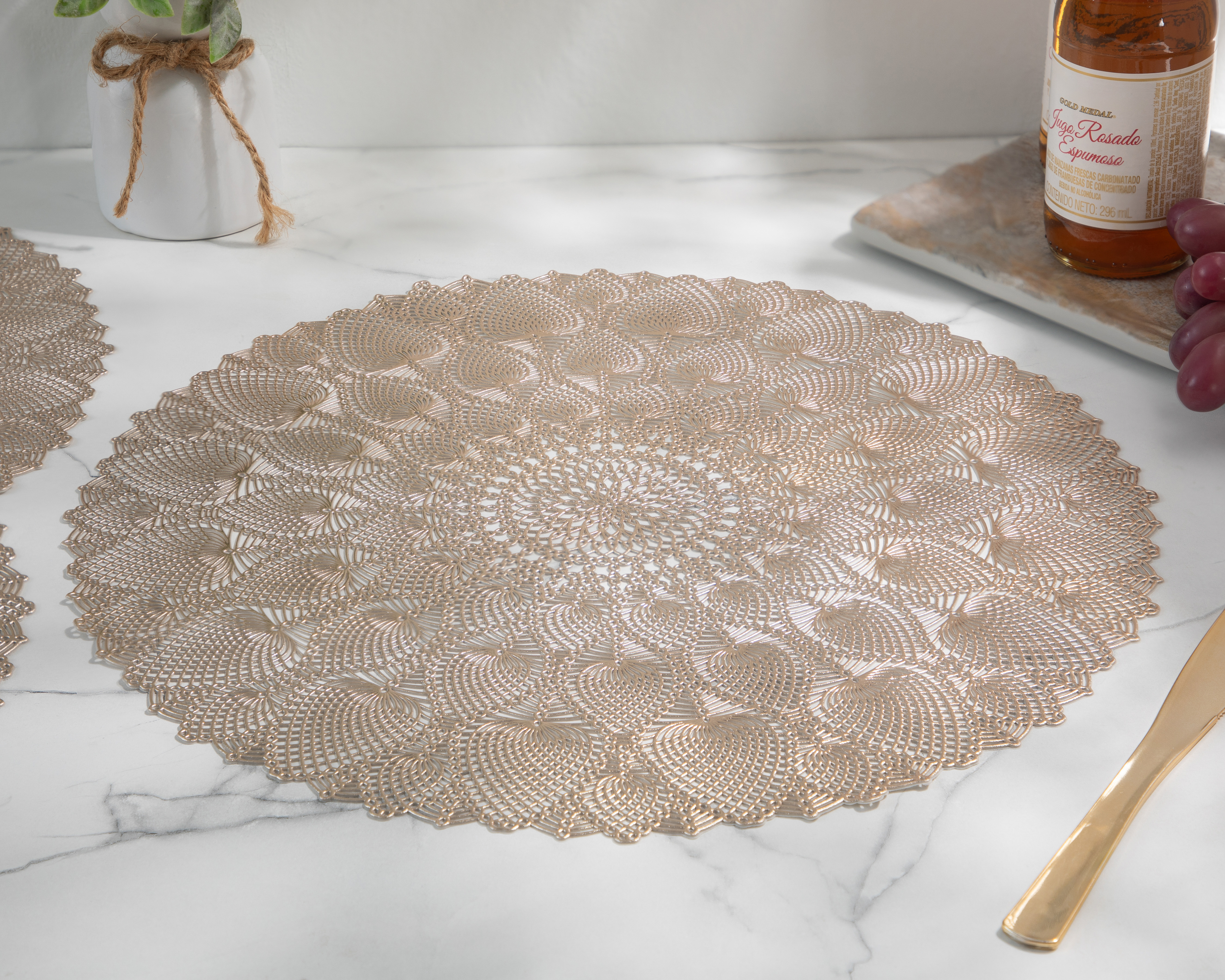 Mantel Individual Dorado Starhaus Mandala 4 Piezas