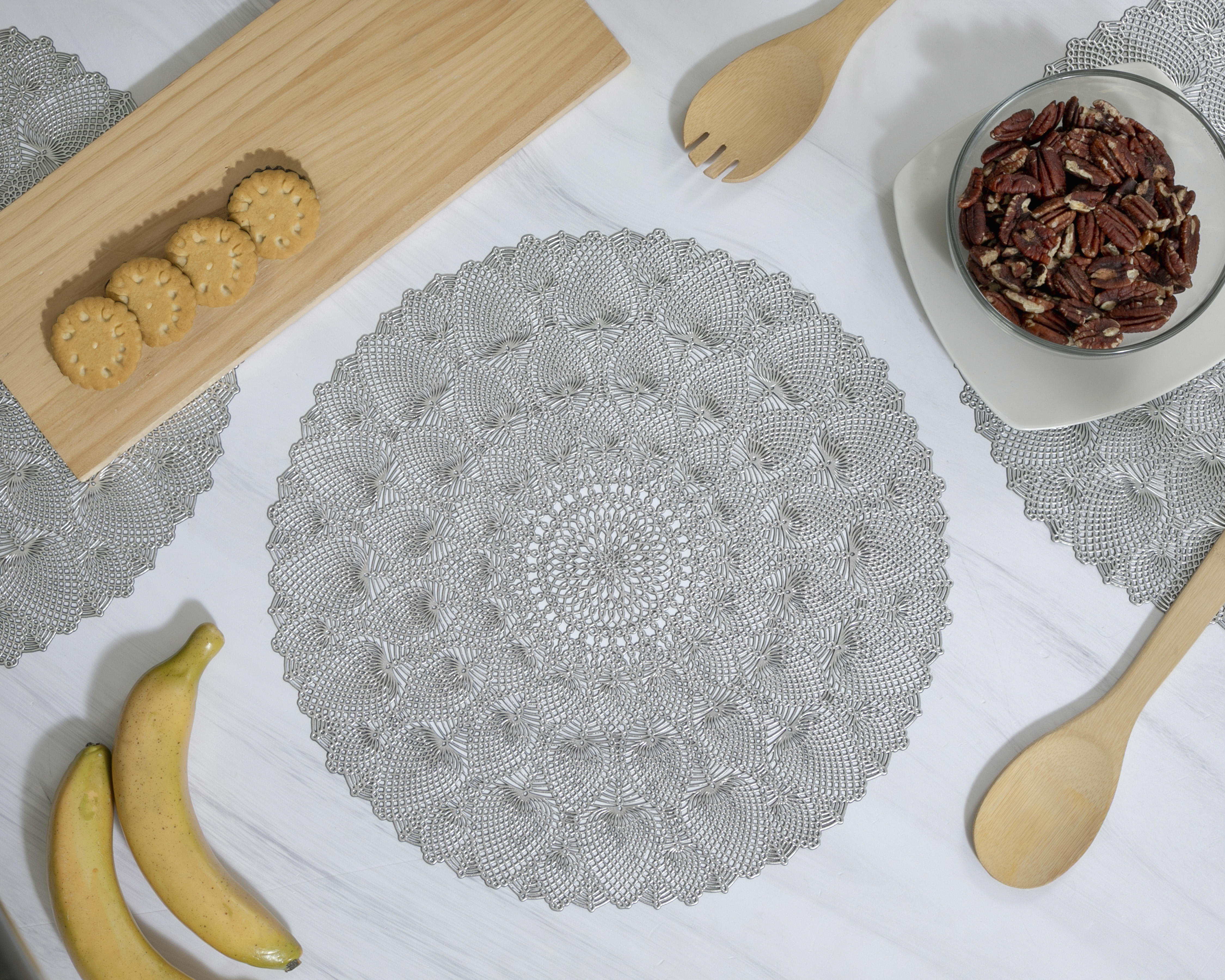 Foto 2 pulgar | Foto 1 | Mantel Individual Plateado Starhaus Mandala 4 Piezas