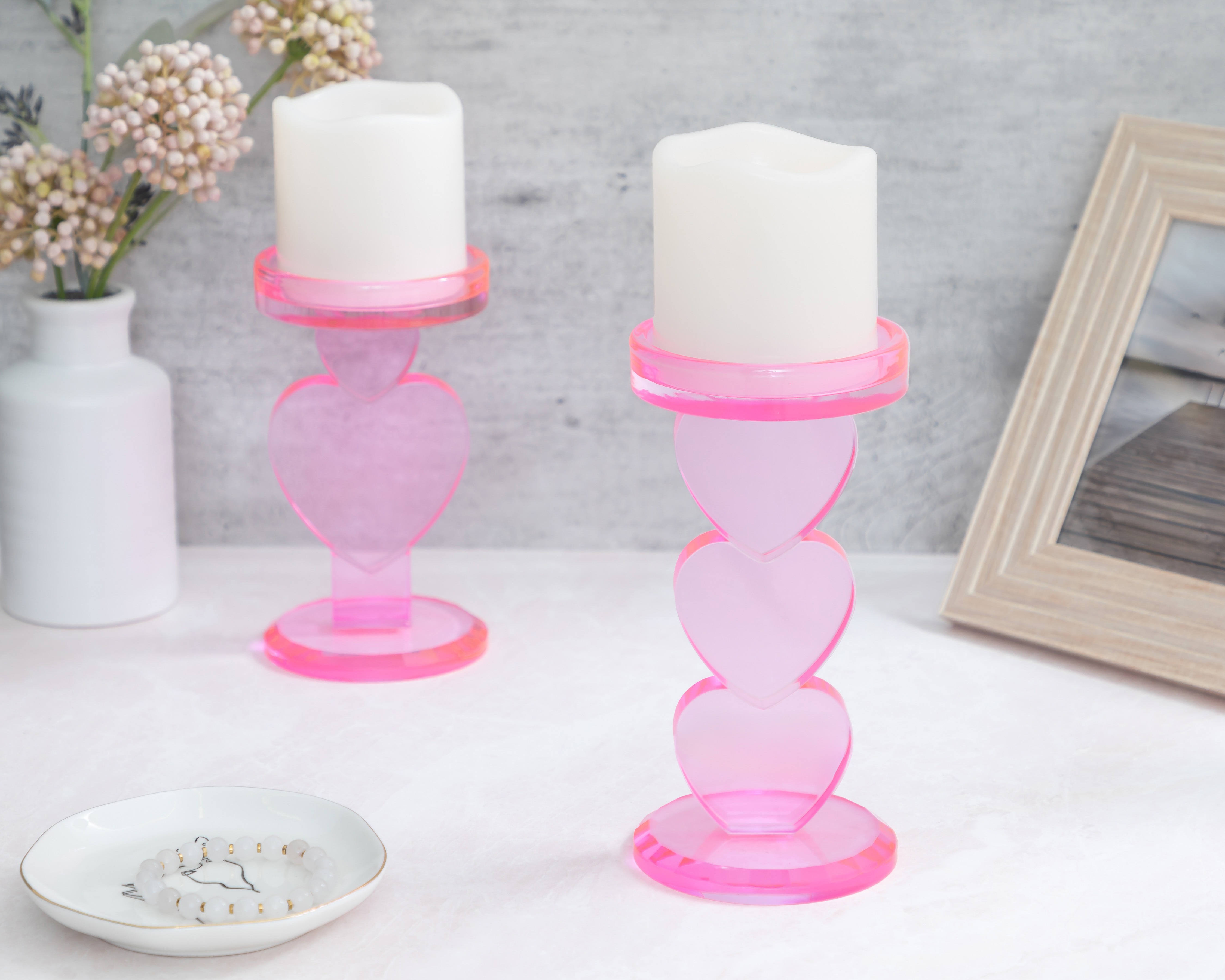 Foto 4 | Foto 4 | Candelabro de Corazones Geel de Vidrio