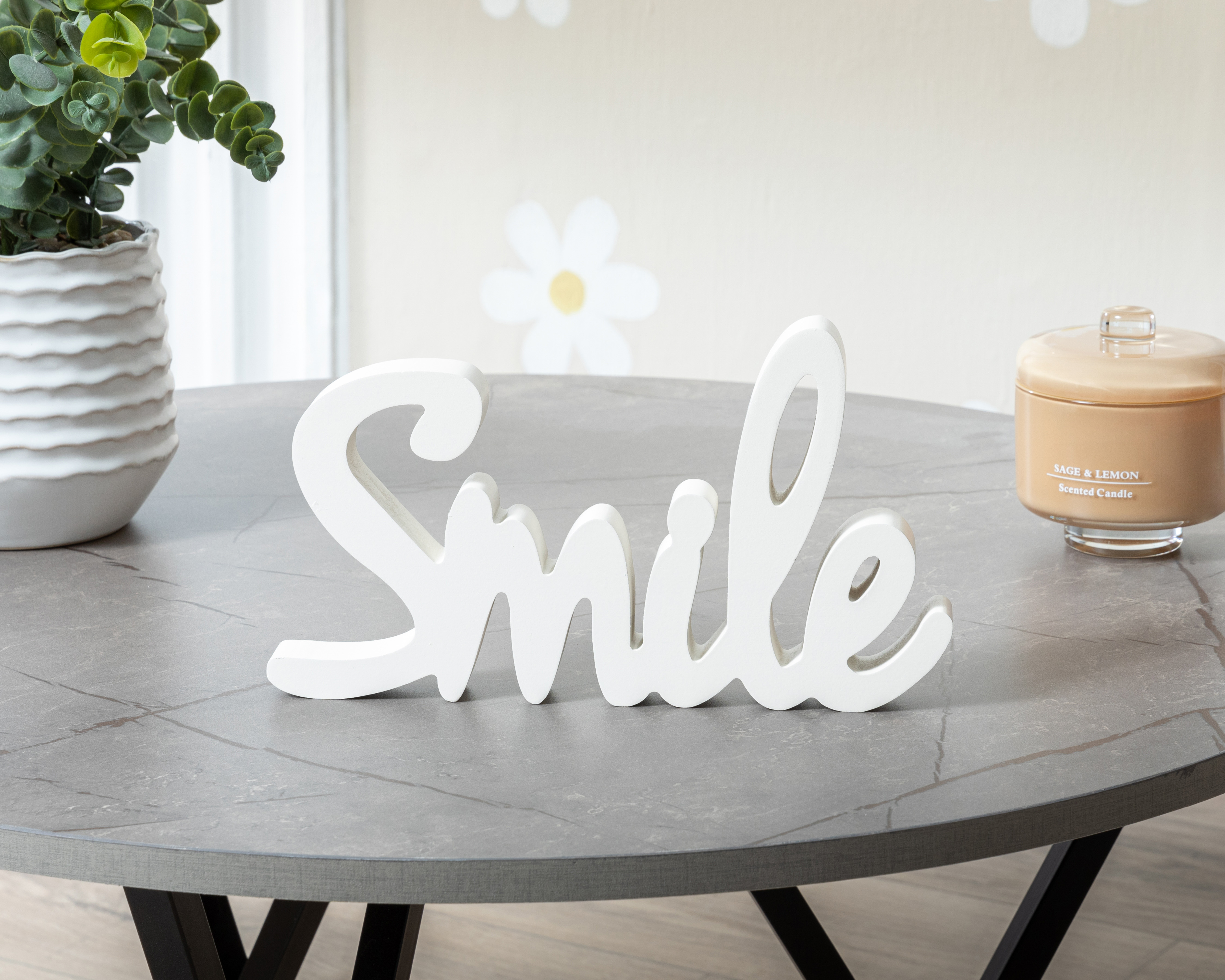 Foto 6 pulgar | Foto 5 | Letrero Decorativo Smile de Madera