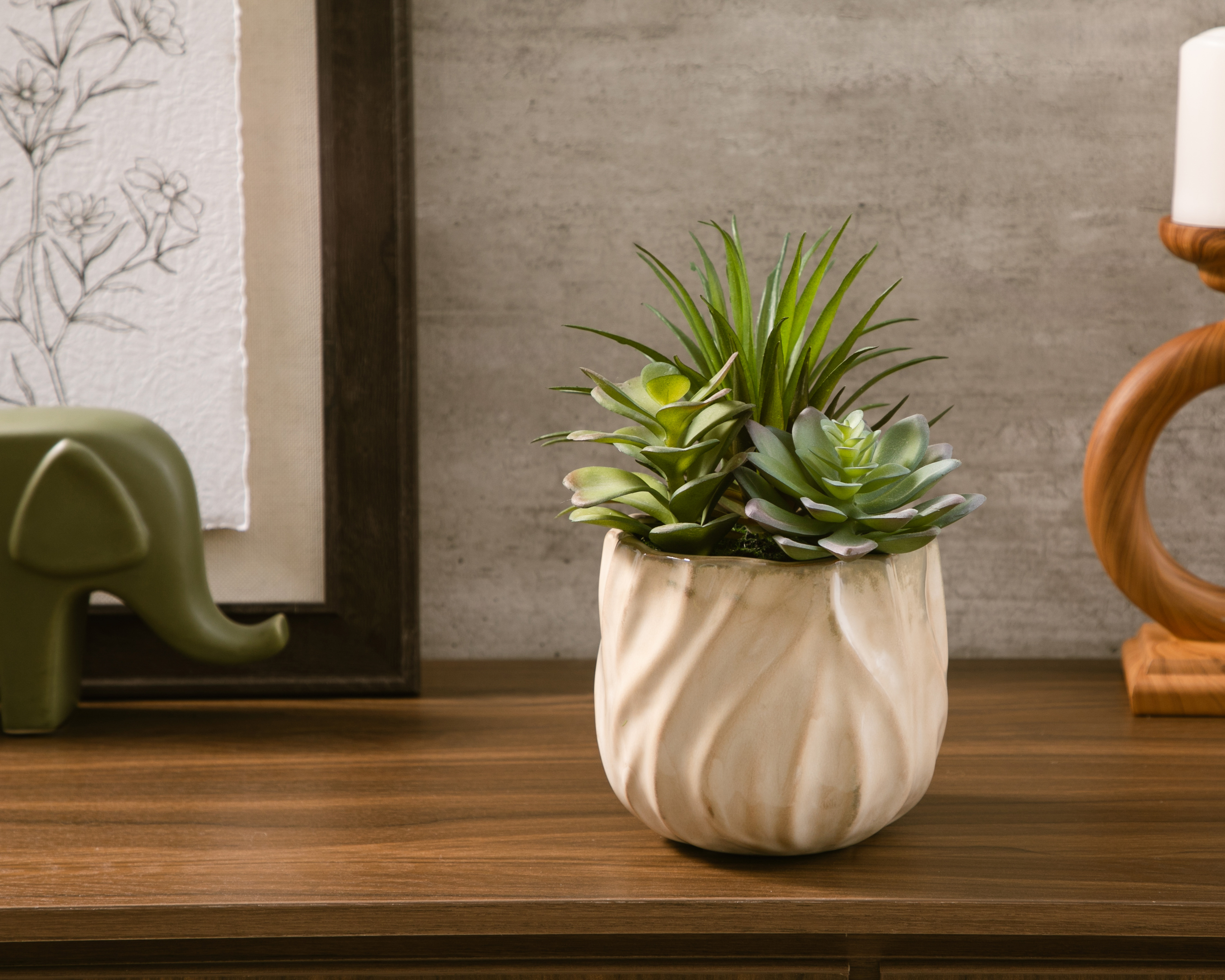 Foto 5 pulgar | Foto 4 | Suculenta Artificial con Maceta Starhaus 20 cm