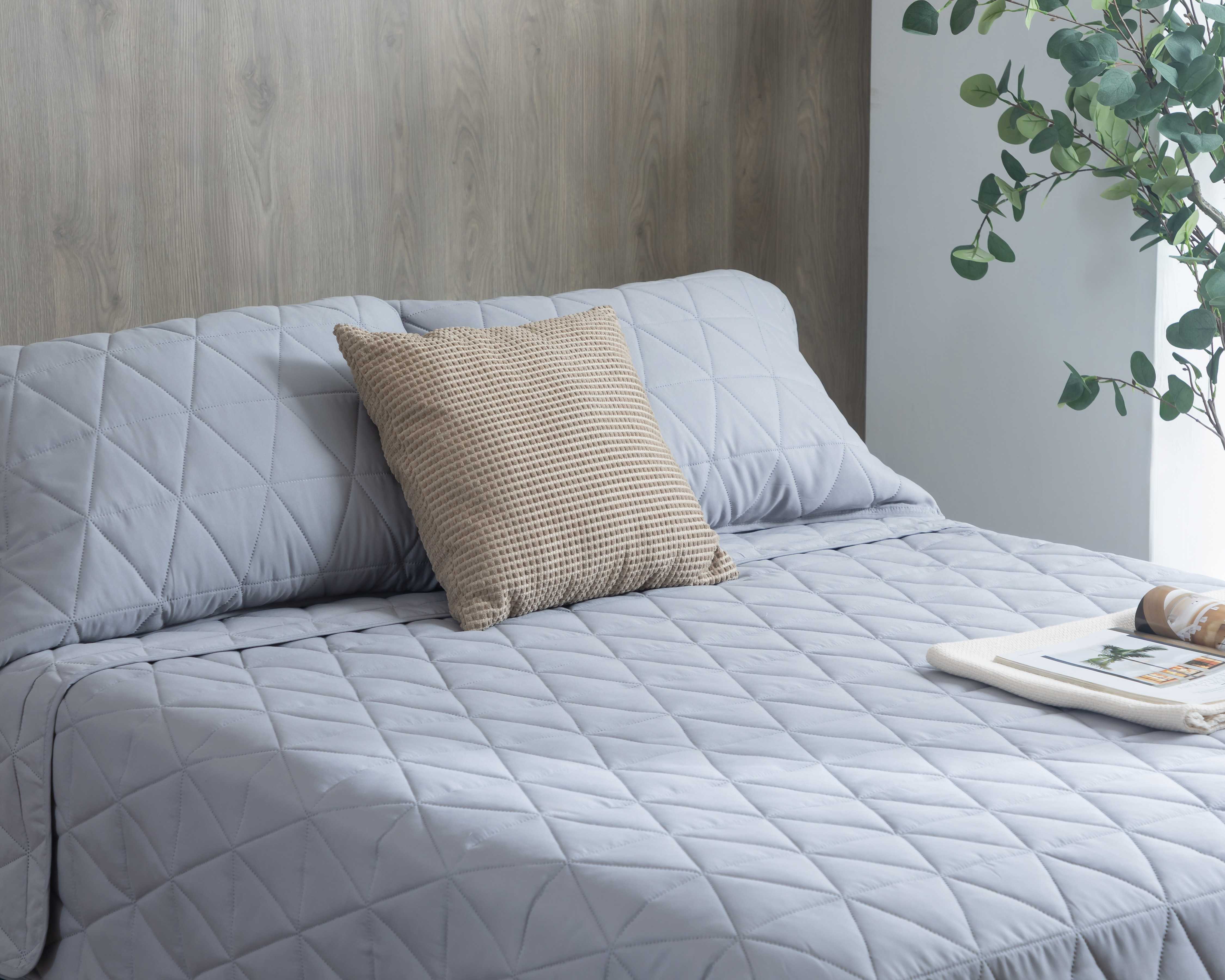 Colcha Matrimonial con Fundas para Almohada Starhaus Lenore Gris 3 Piezas