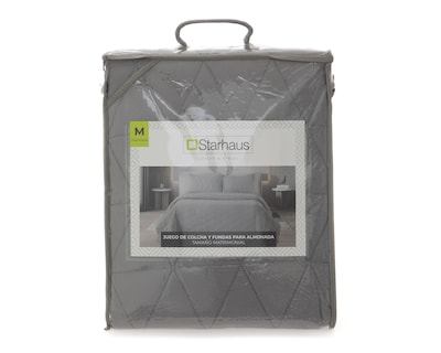 Foto 4 | Foto 4 | Colcha Matrimonial con Fundas para Almohada Starhaus Lenore Gris 3 Piezas