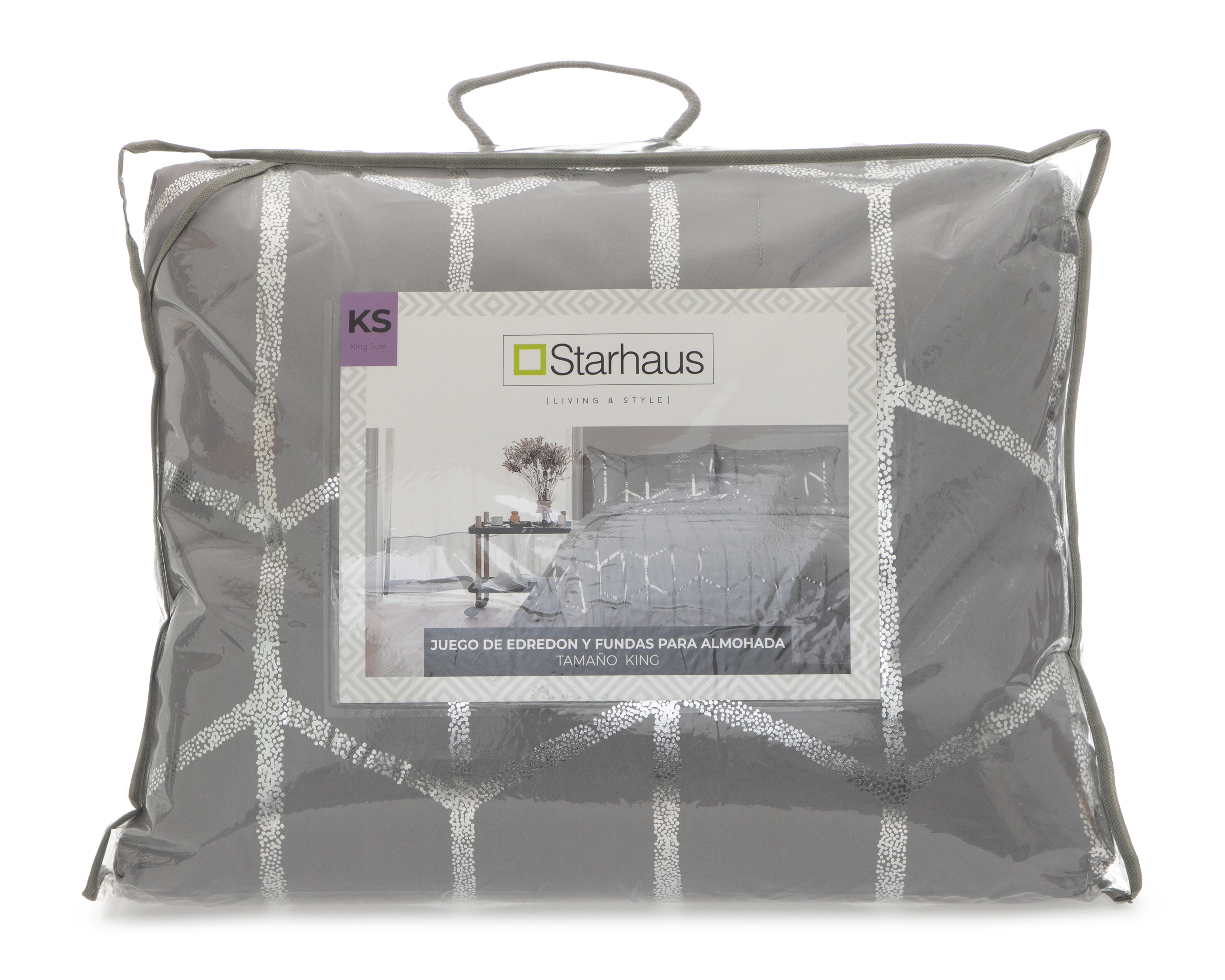Foto 4 | Foto 4 | Edredón King Size con Fundas para Almohada Starhaus Gris 3 Piezas