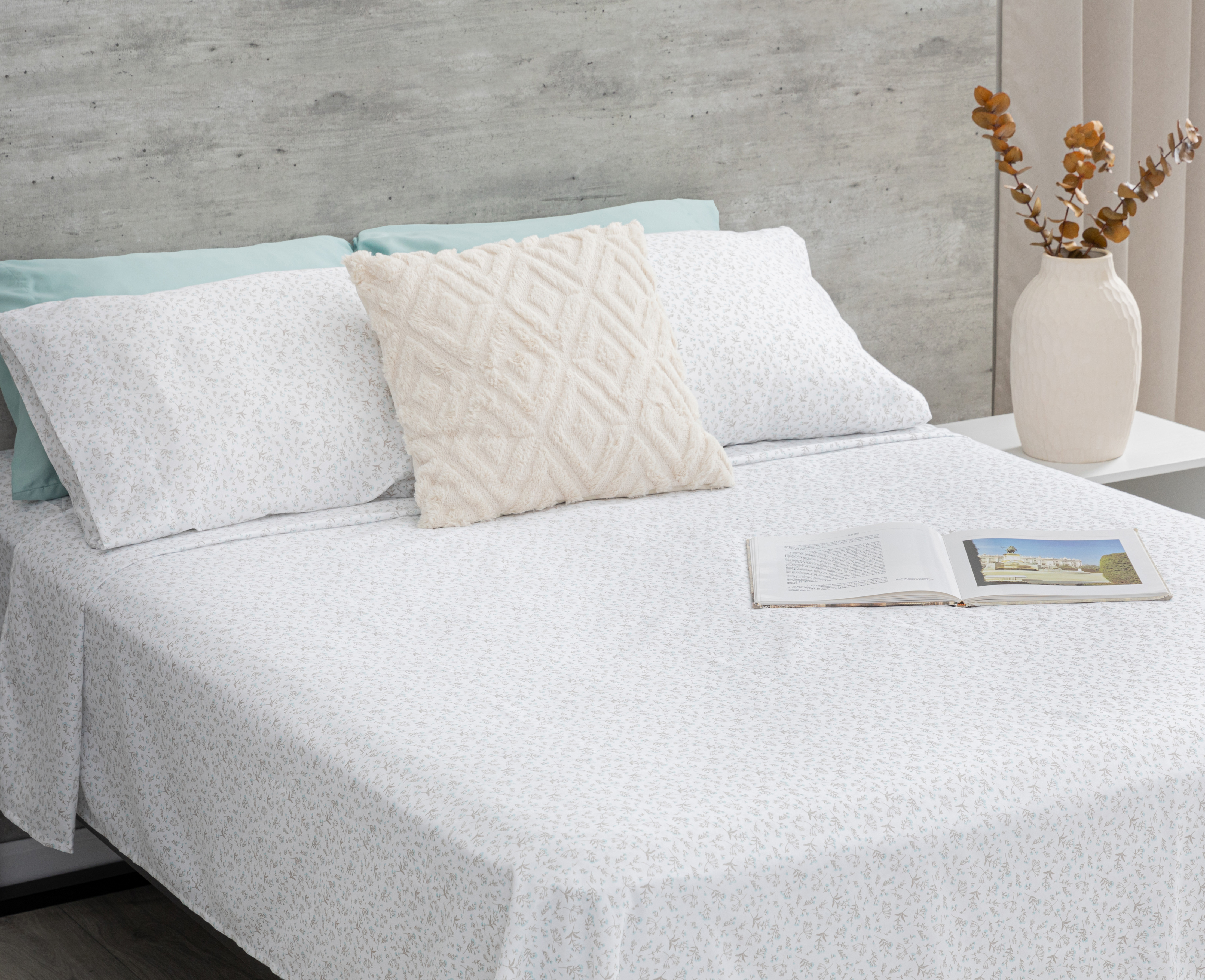 Sábana Matrimonial con Fundas para Almohada Starhaus Connor Blanco 6 Piezas