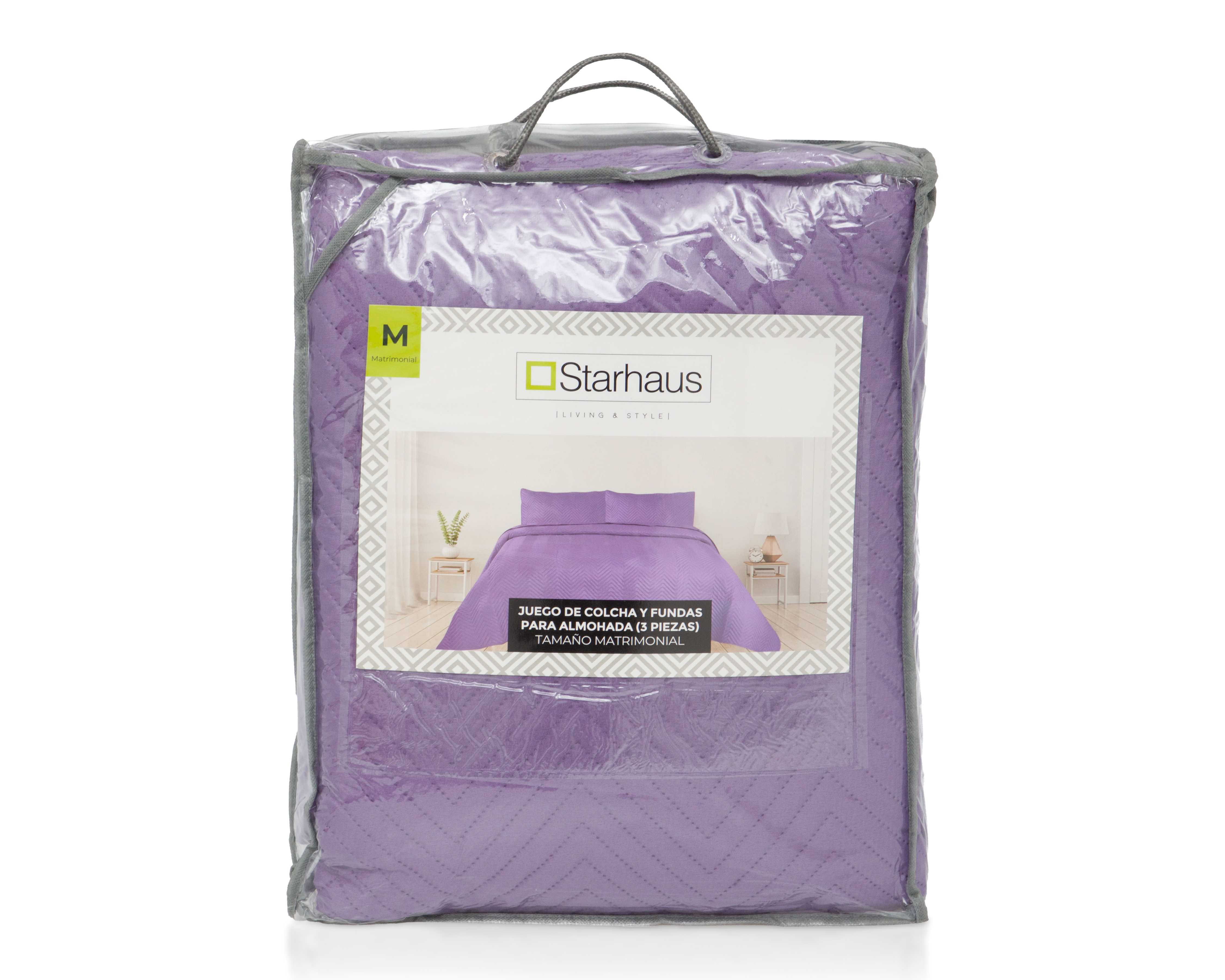 Foto 4 | Foto 4 | Colcha Matrimonial/Queen con Fundas para Almohada Starhaus Orquidia Lila 3 Piezas