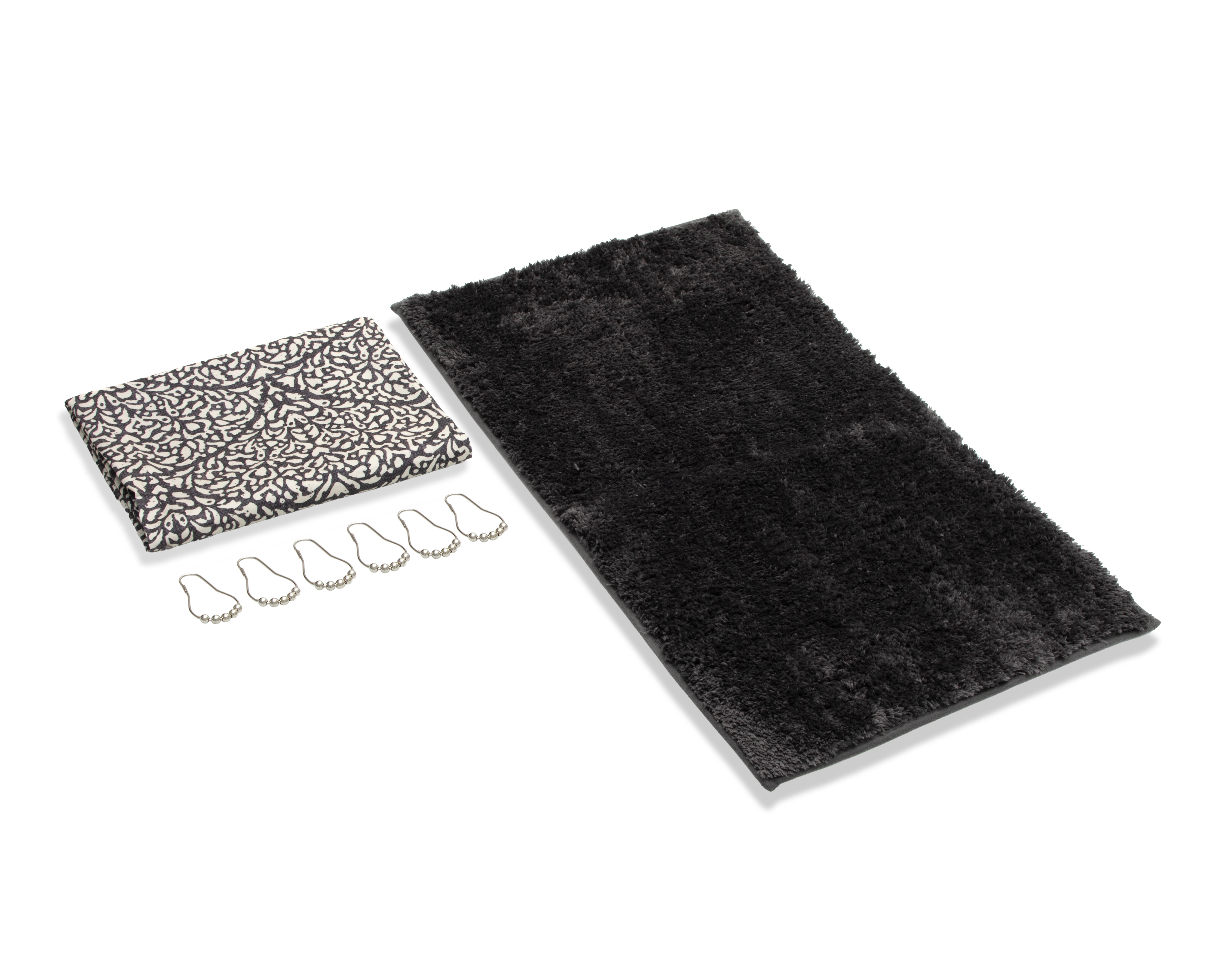 Foto 2 pulgar | Foto 1 | Cortina y Tapete para Baño Starhaus Negro2 Piezas