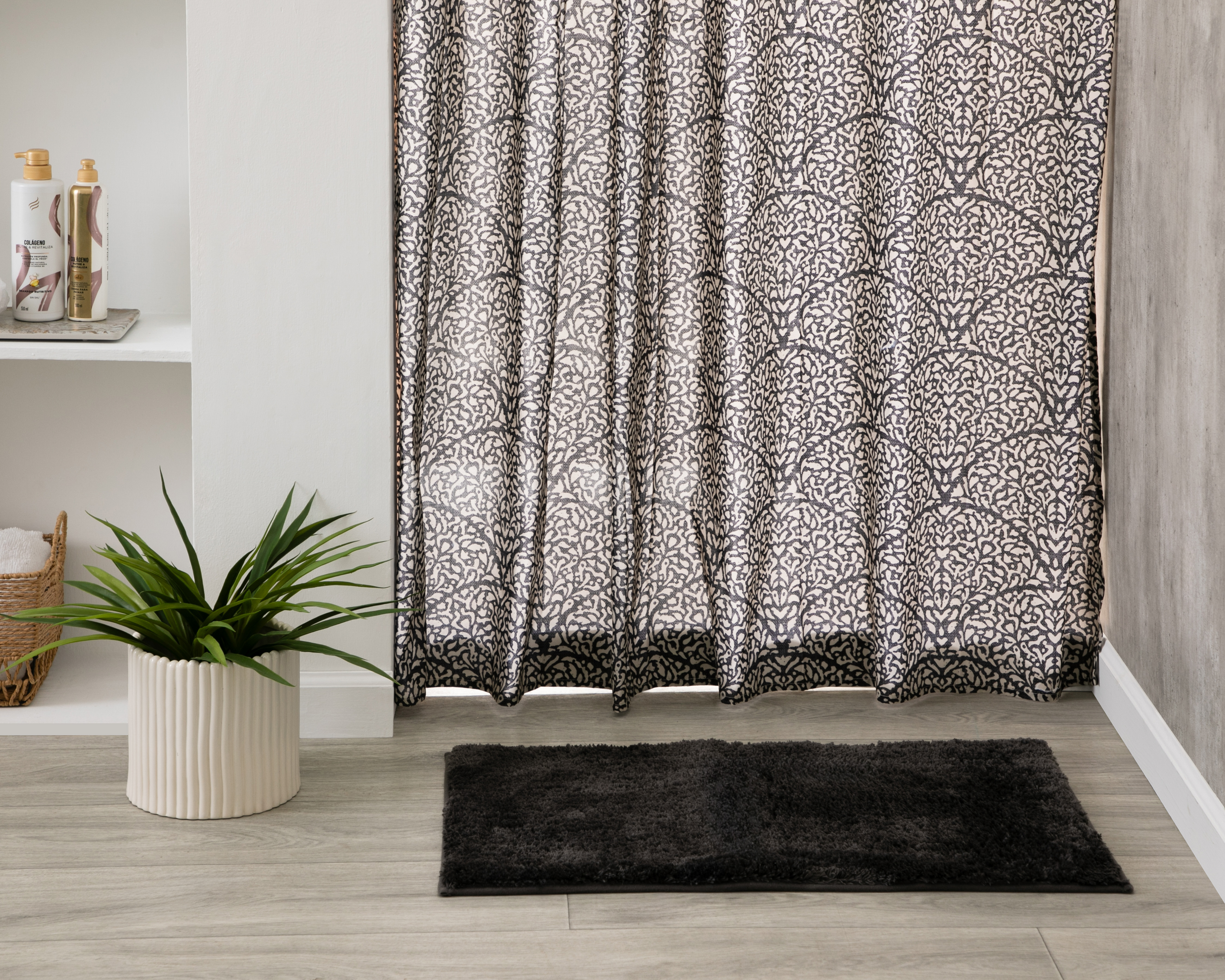 Foto 7 pulgar | Foto 6 | Cortina y Tapete para Baño Starhaus Negro2 Piezas